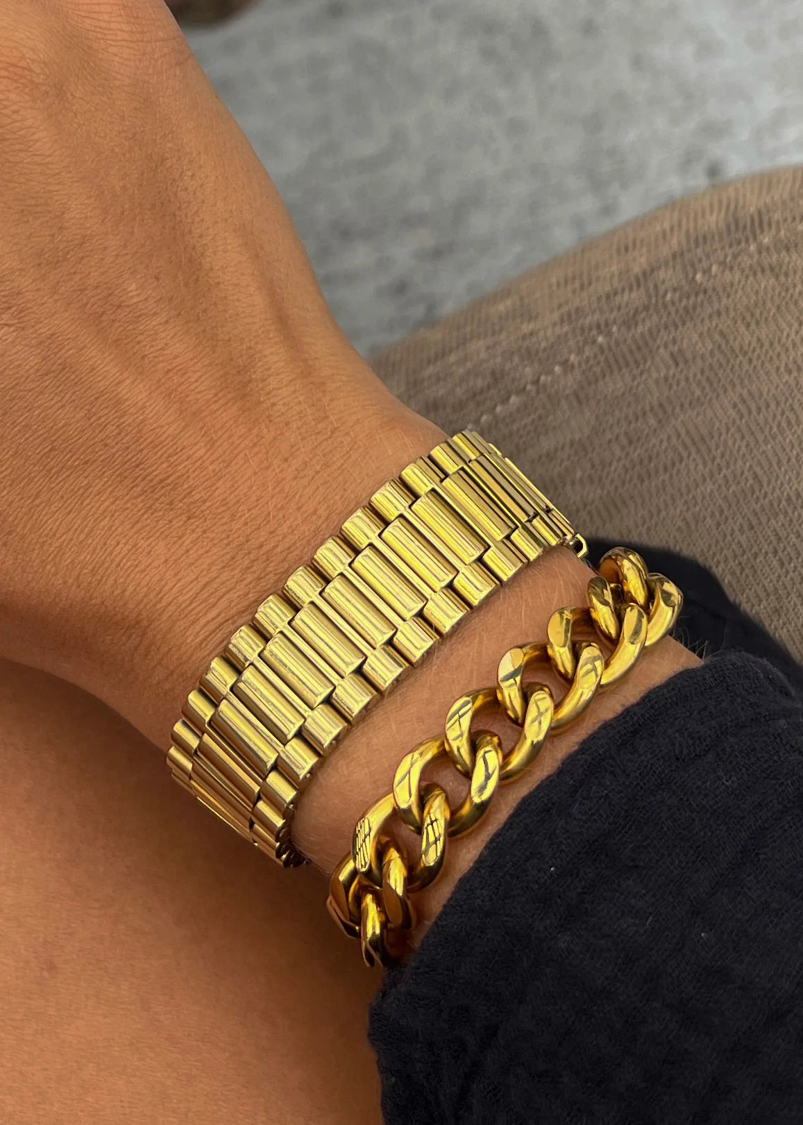 The Gold Thick Watch Band Bracelet