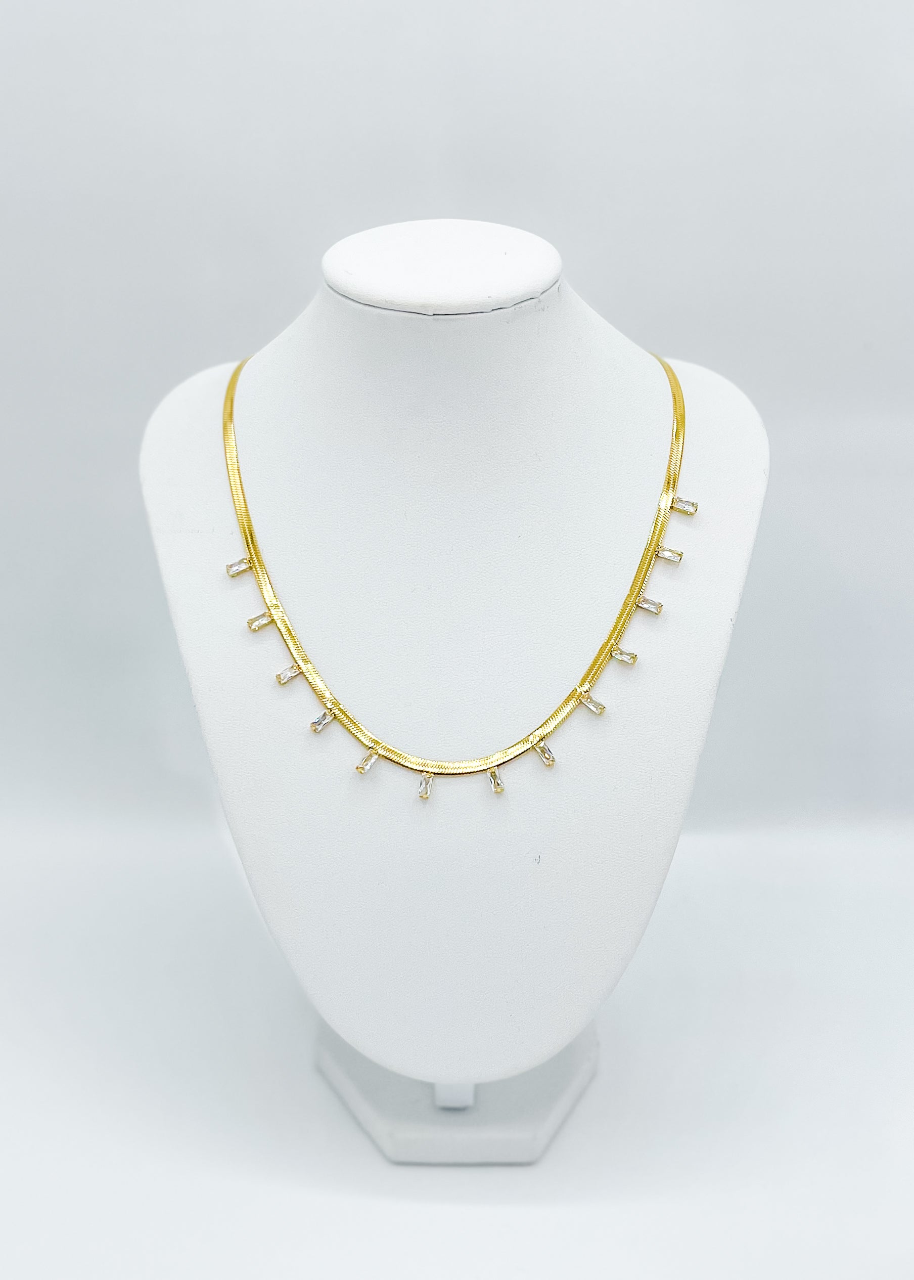 Gold Herringbone 13 Stone Necklace