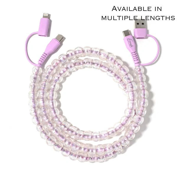 Grape Bubbles Beaded Phone Charger 3.3 Ft