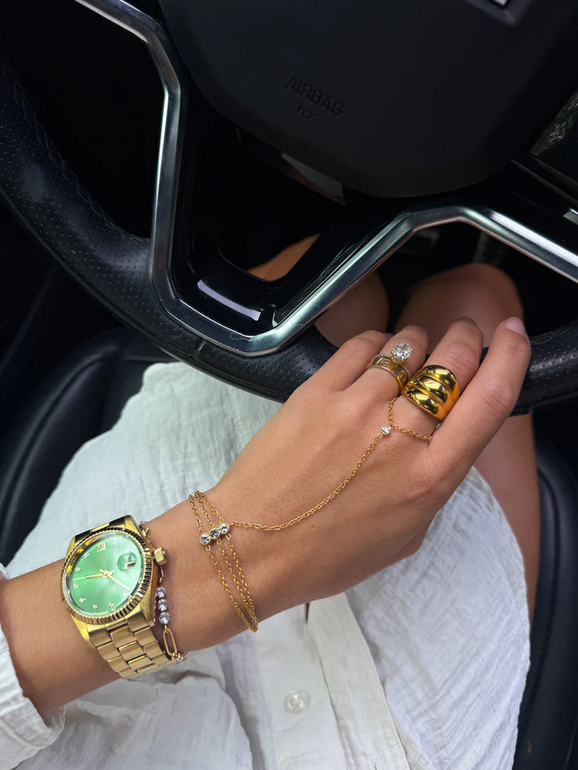 The Bentley Gold Rhinestone Hand Chain