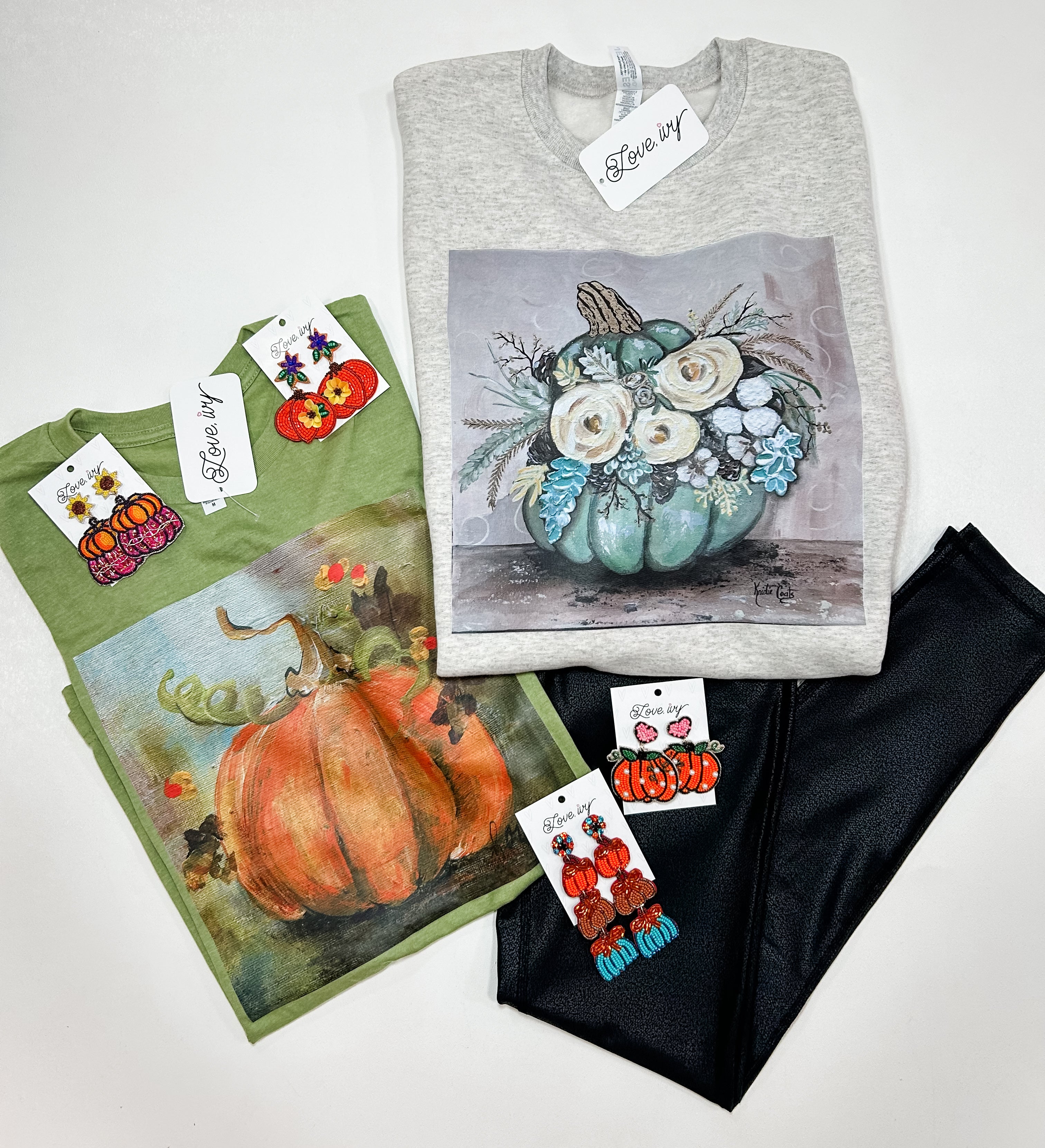 Floral Pumpkin on Oatmeal Sweatshirt