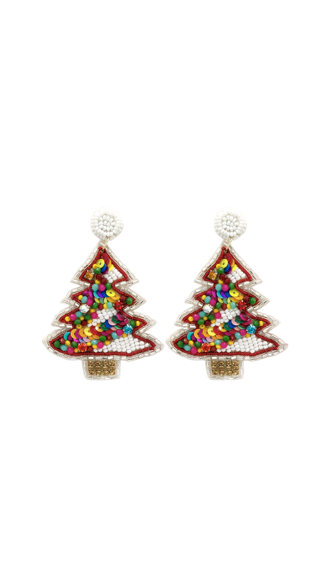 Multi Beaded Christmas Tree Earrings