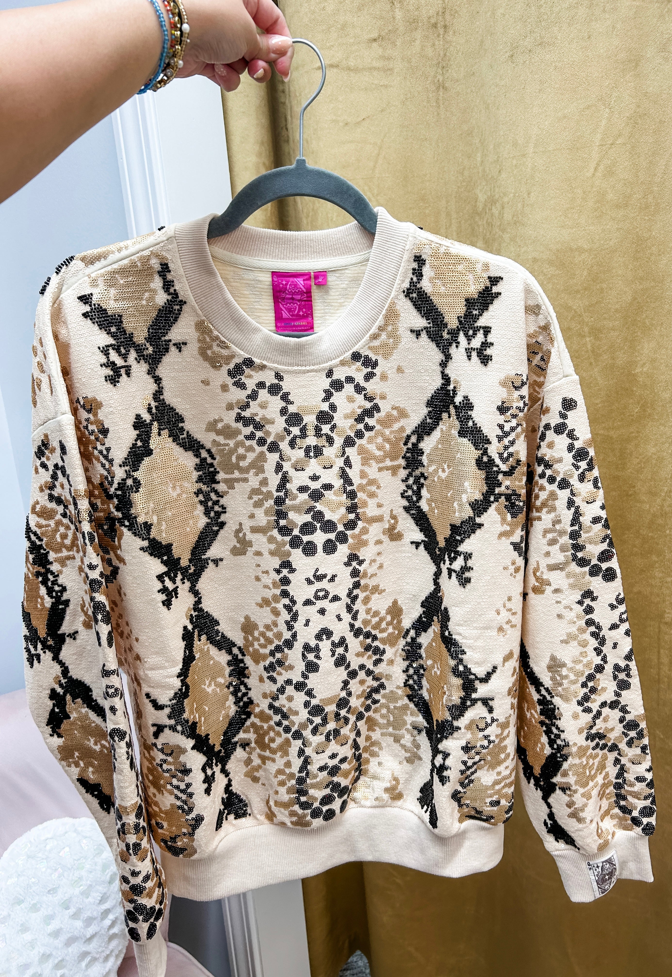 Neutral & Black Python Print Sweatshirt