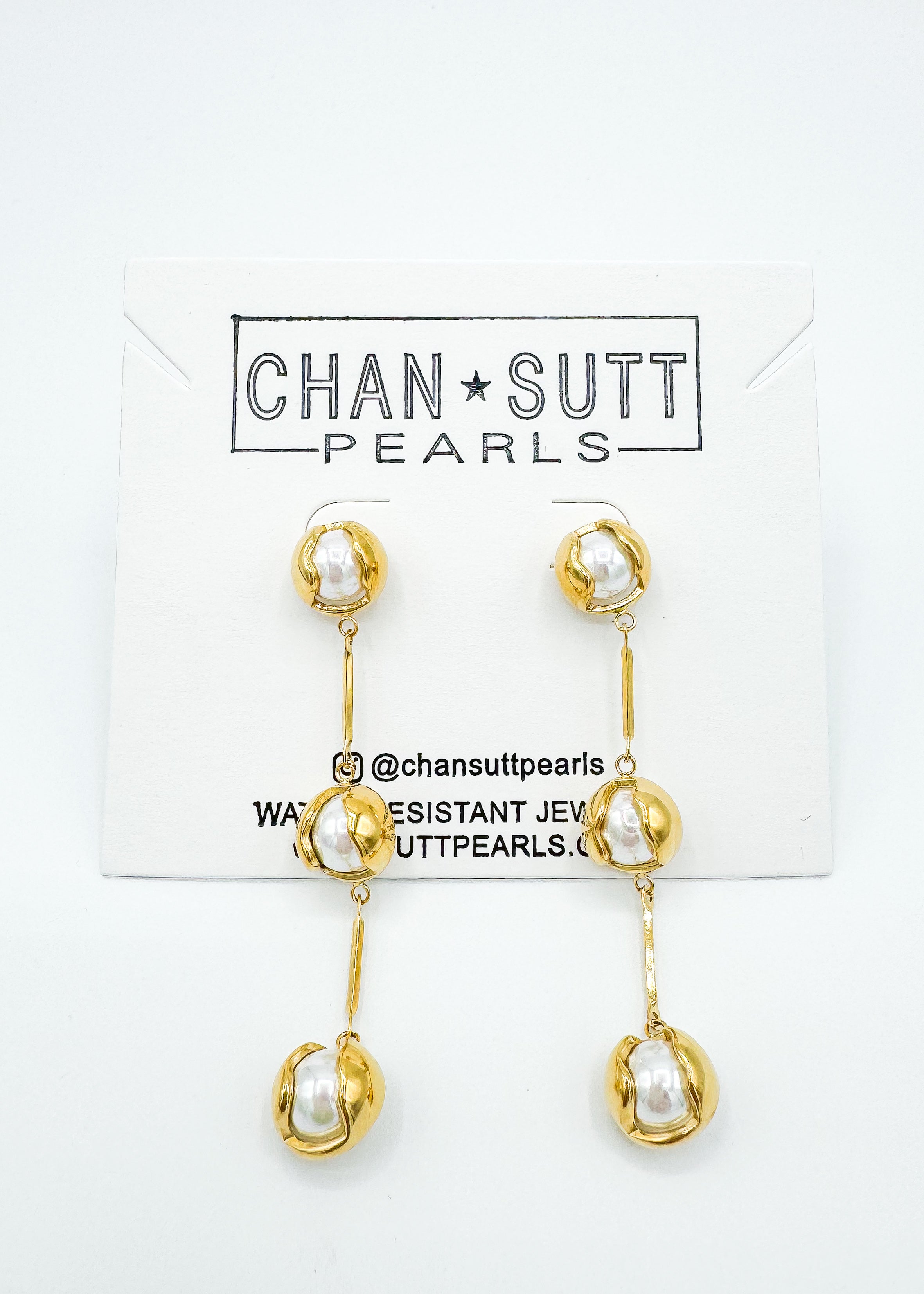 The Scarlett Gold Pearl Drop Earrings