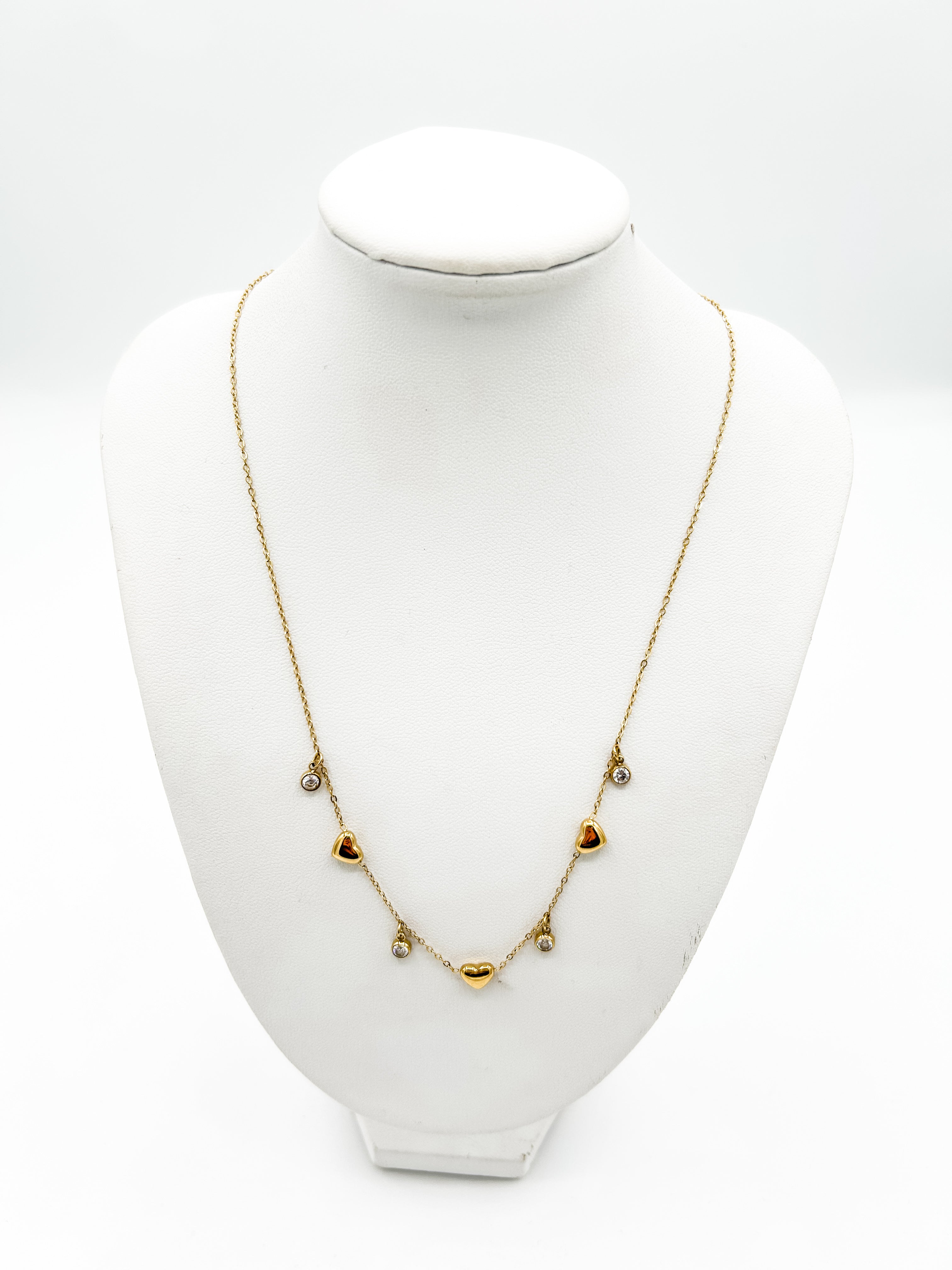 Multiple Heart Necklace with Stones