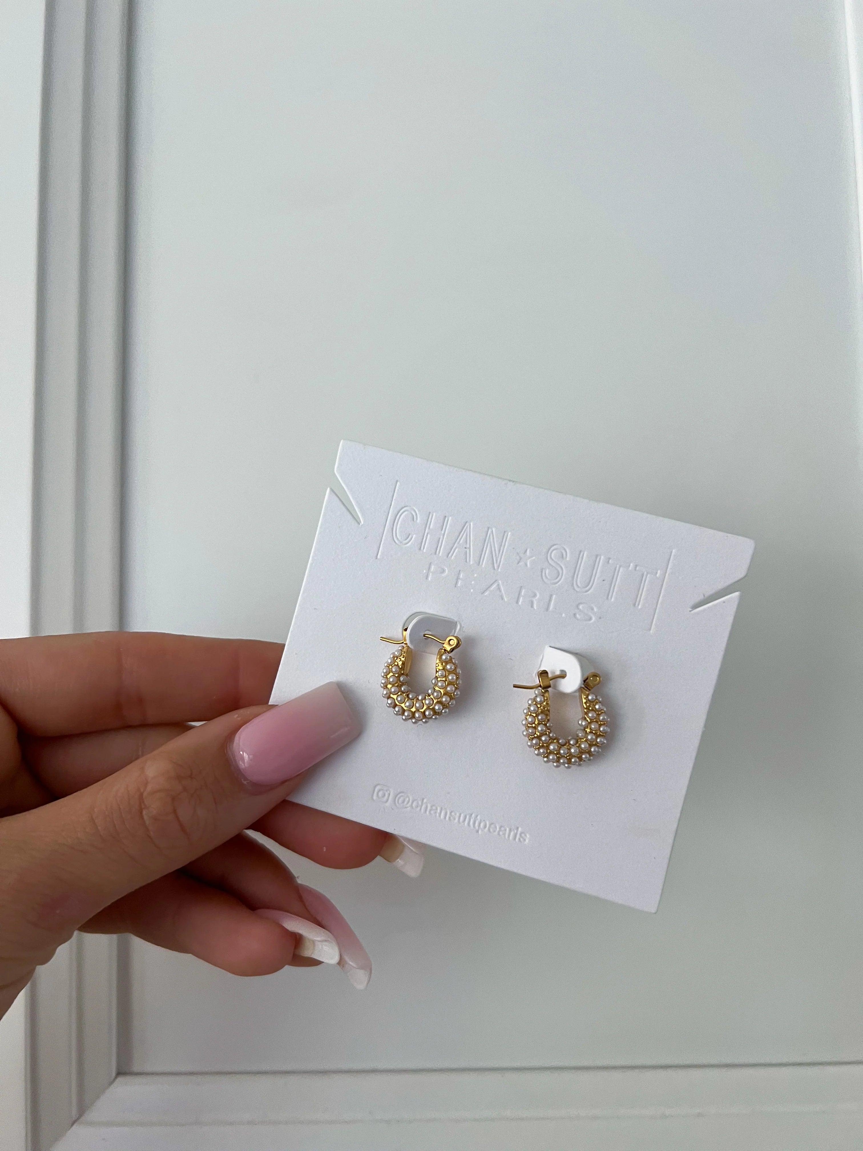 The Dainty Gold Pearl Hoops