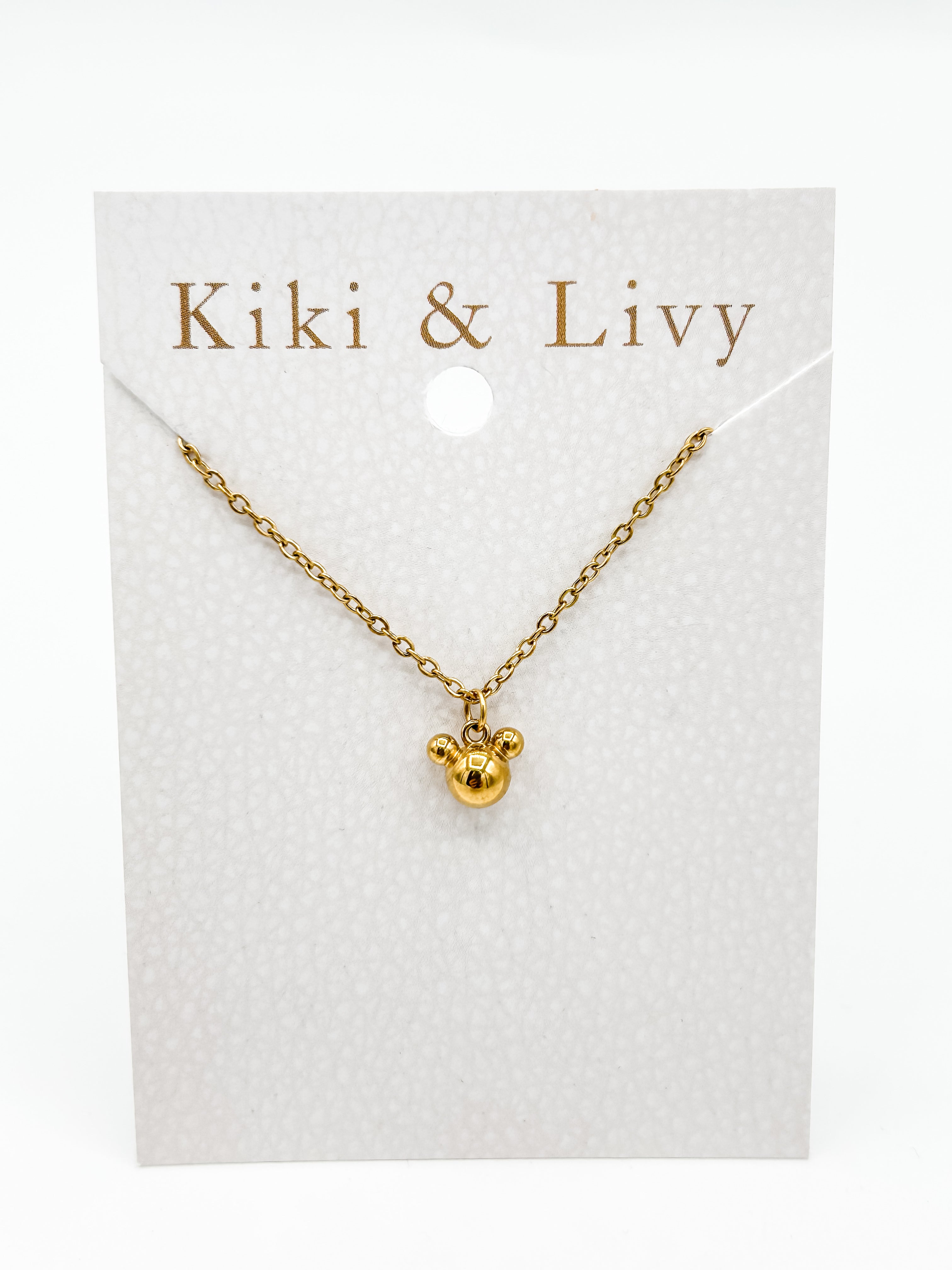 Gold Balloon Mouse Necklace