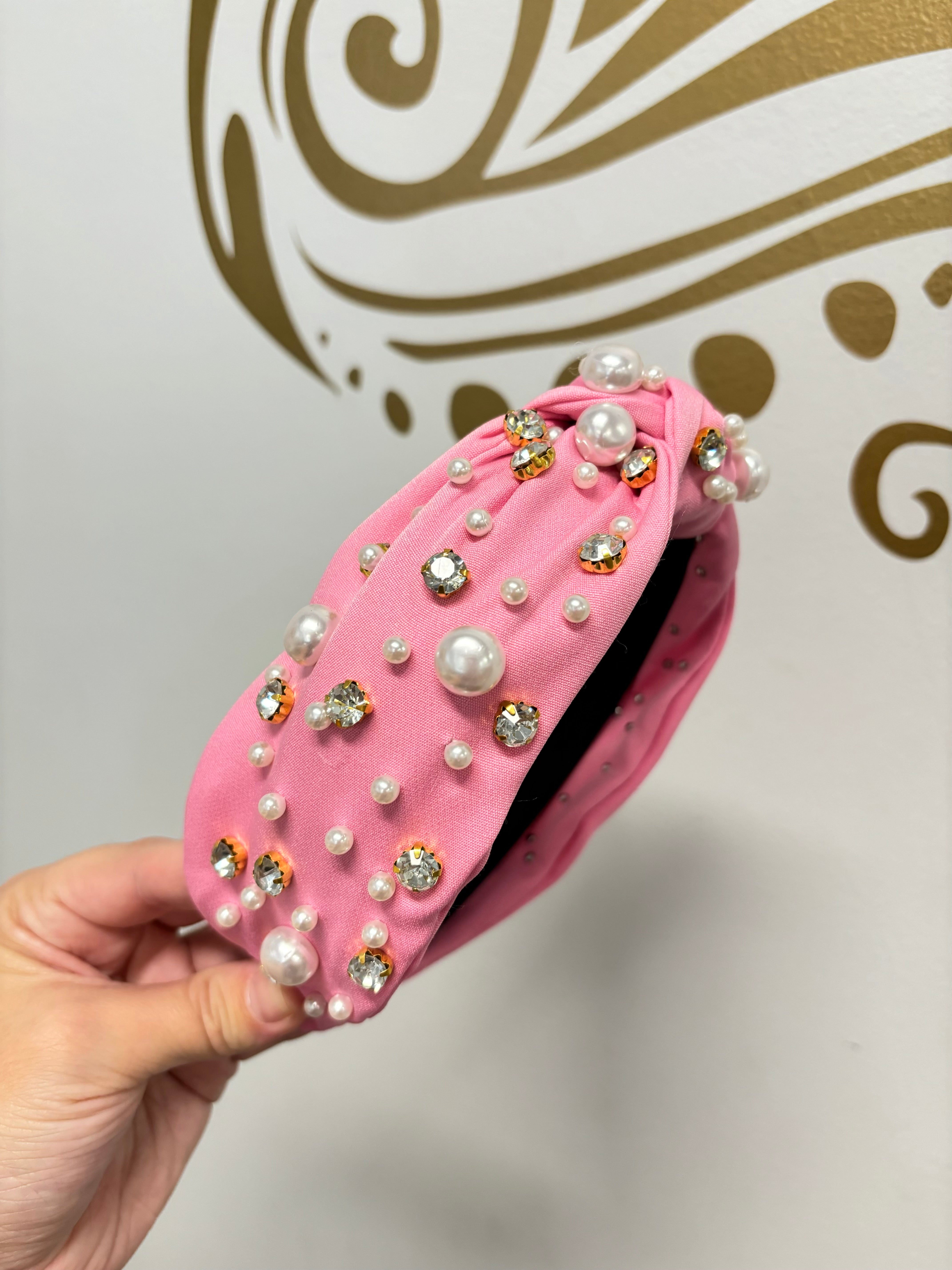 Light Pink Pearl & Crystal Headband