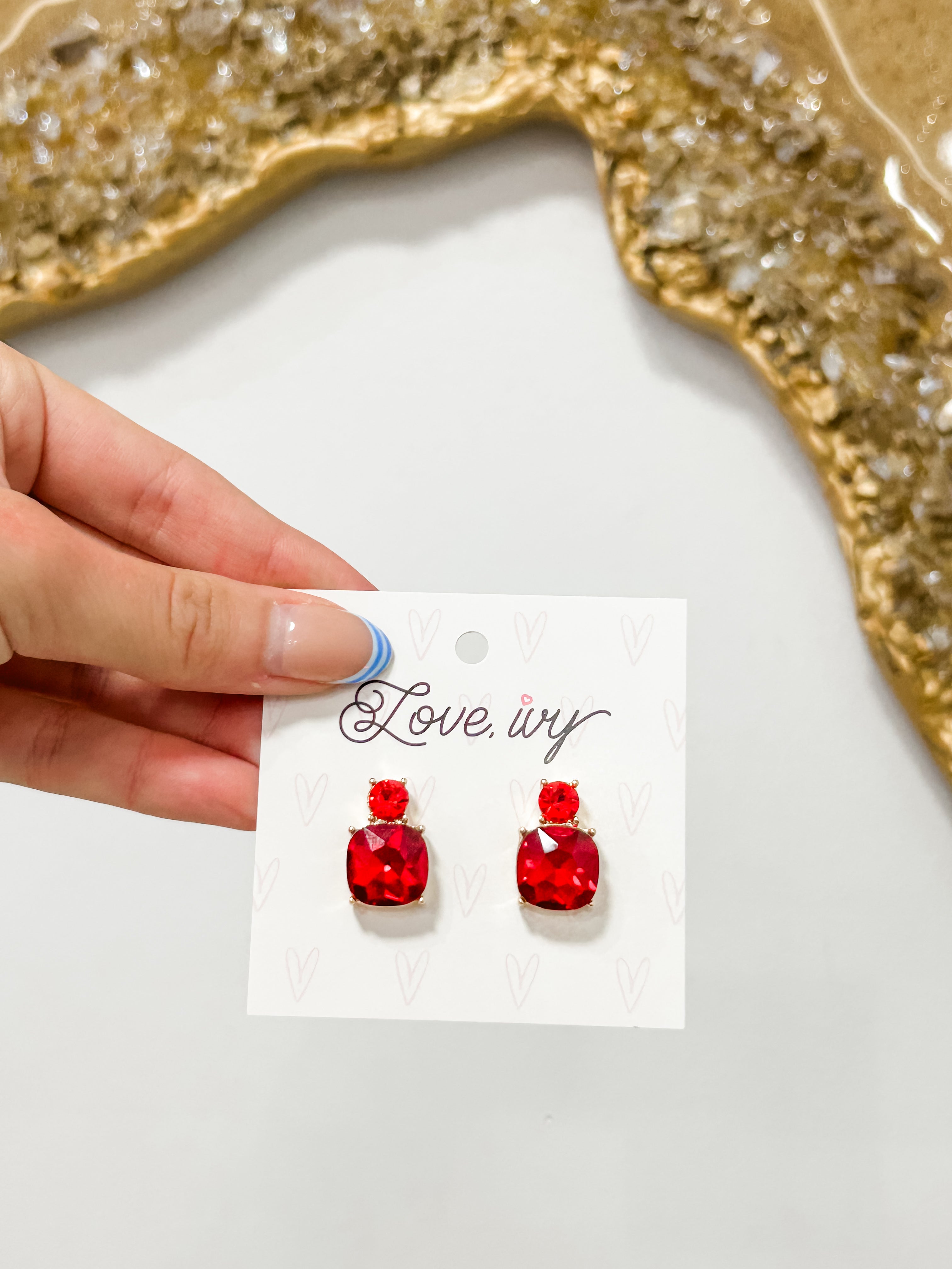 Double Stone Stud Earrings
