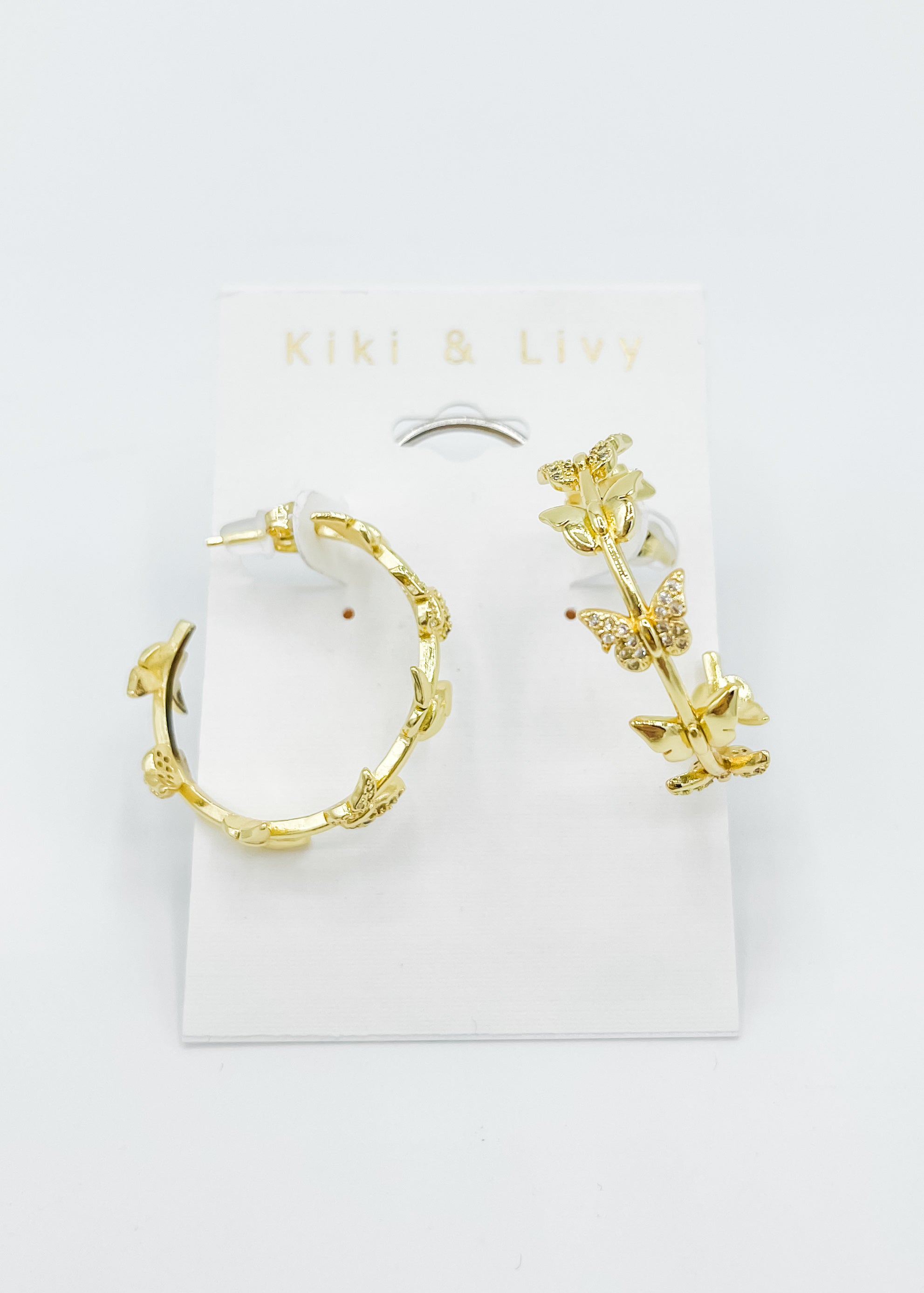 Gold Butterfly Bling Hoops