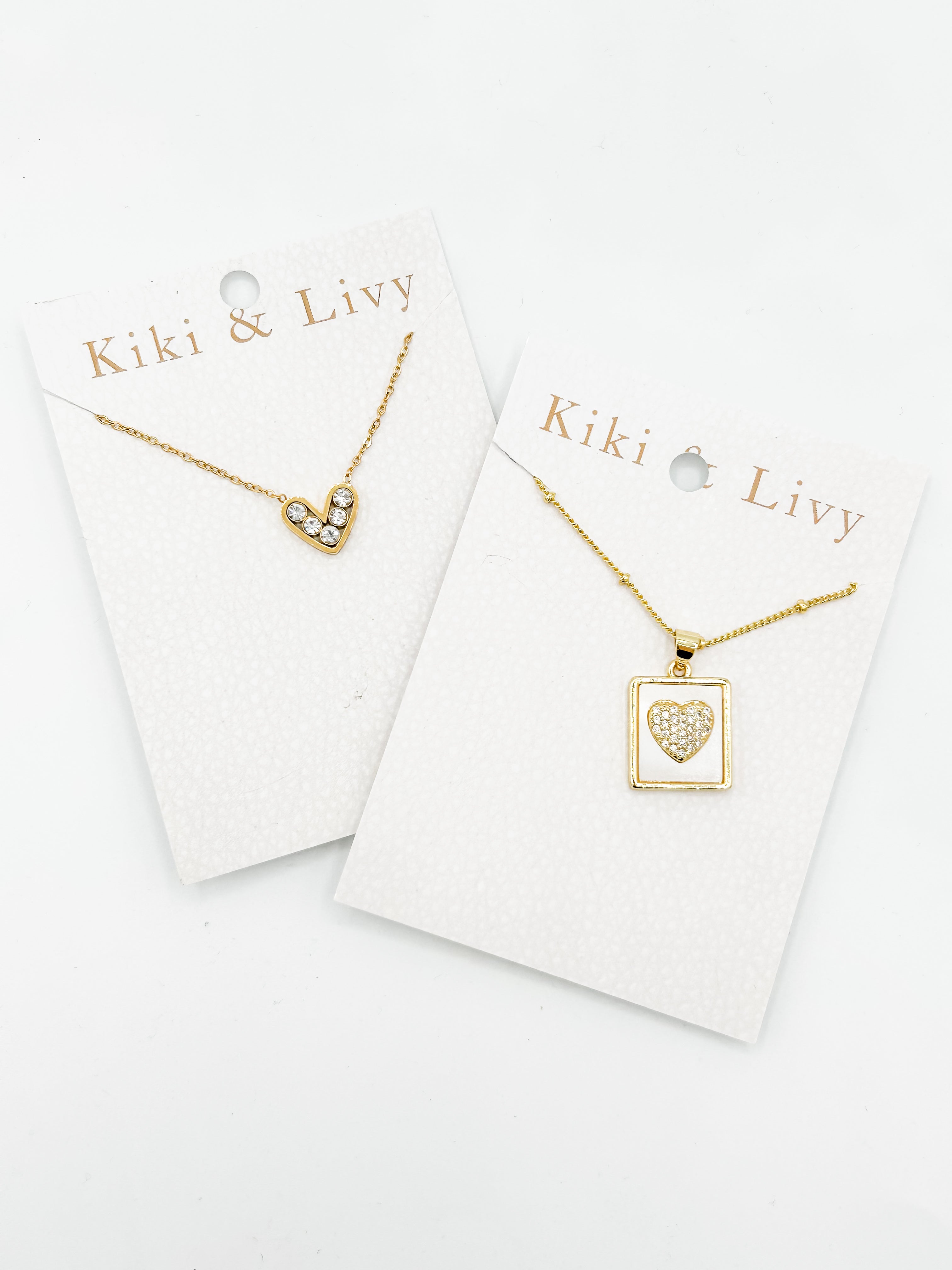 White Rectangle Heart Necklace