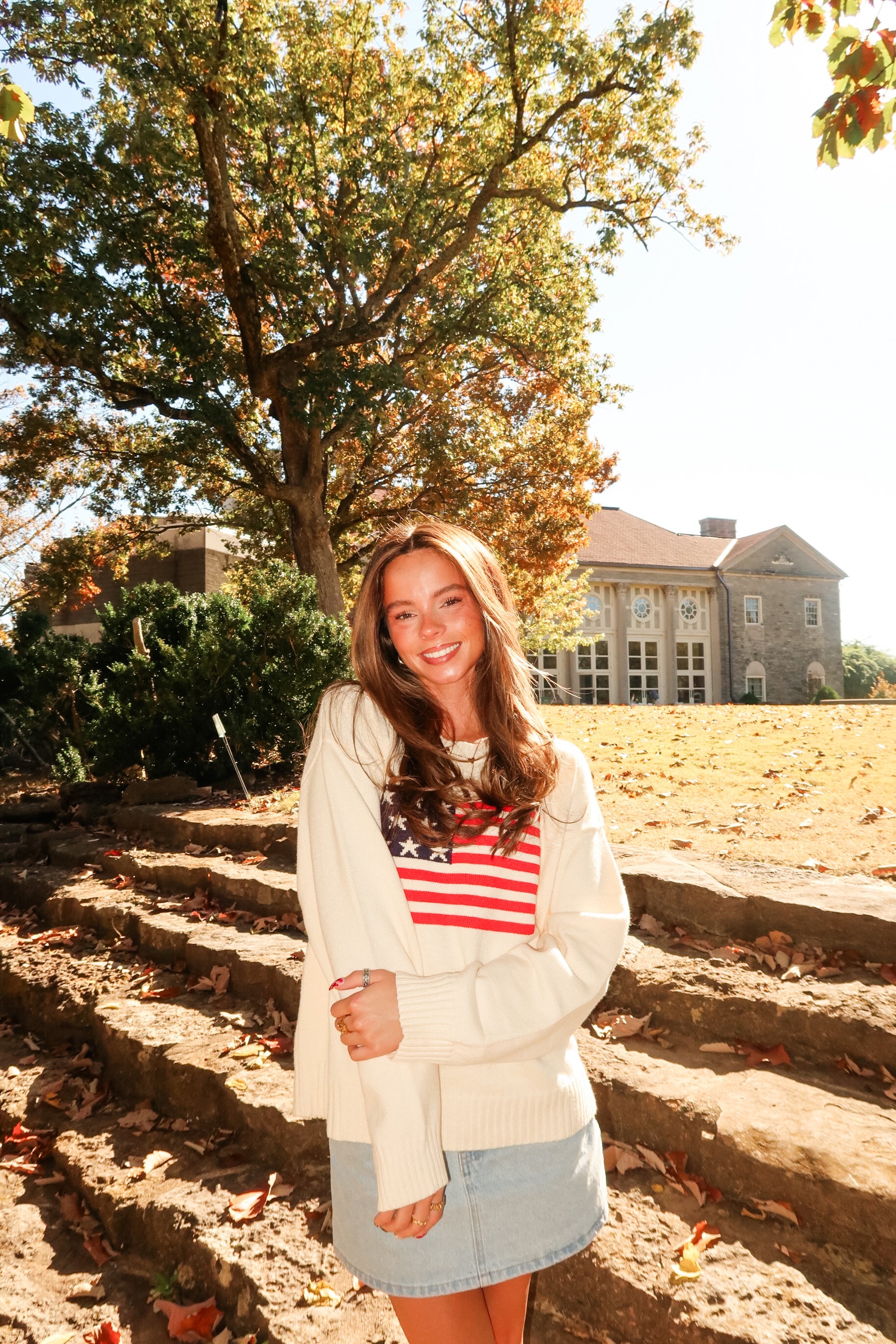 Cream American Flag Sweater