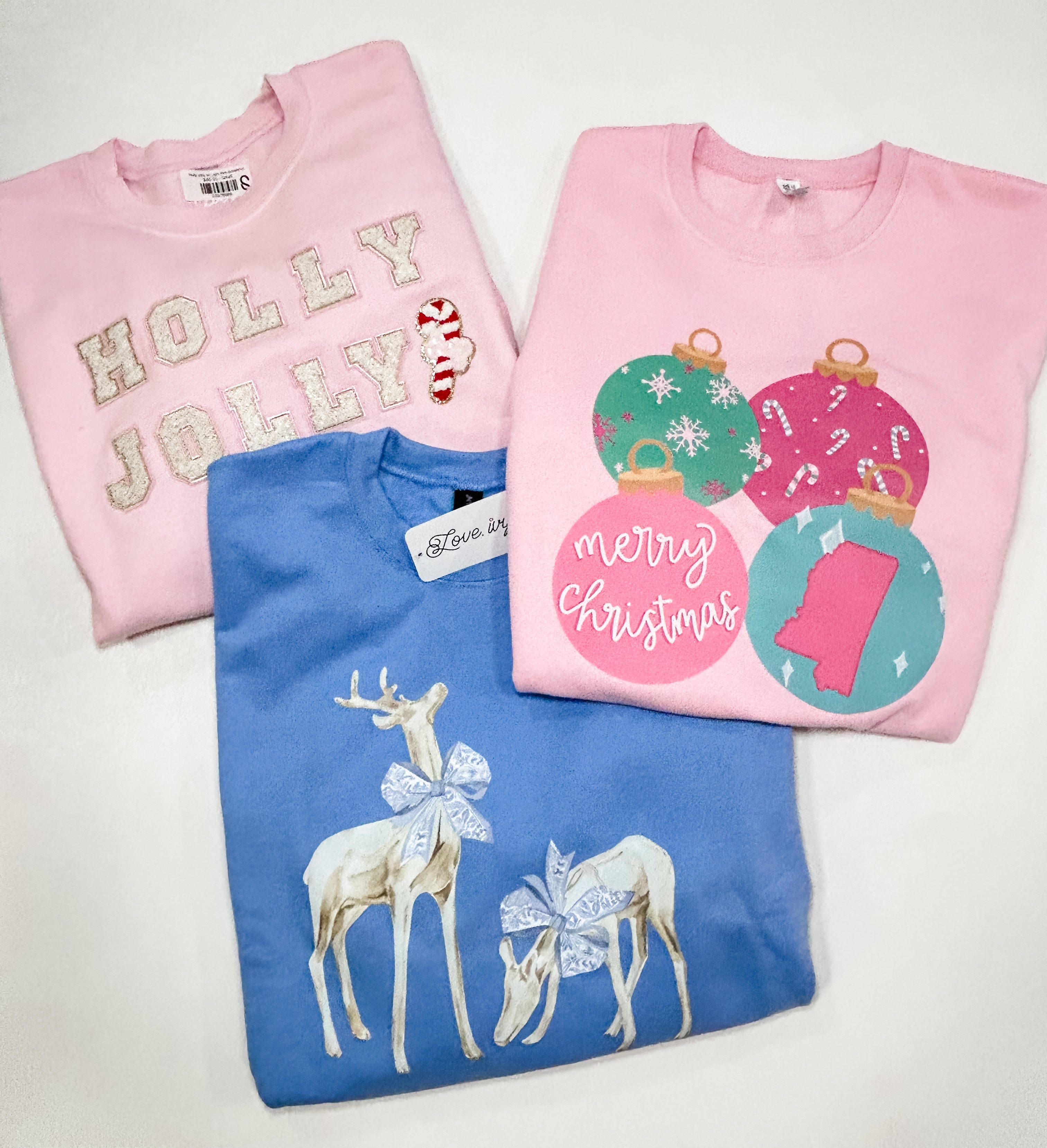 Holly Jolly on Light Pink Sweatshirt