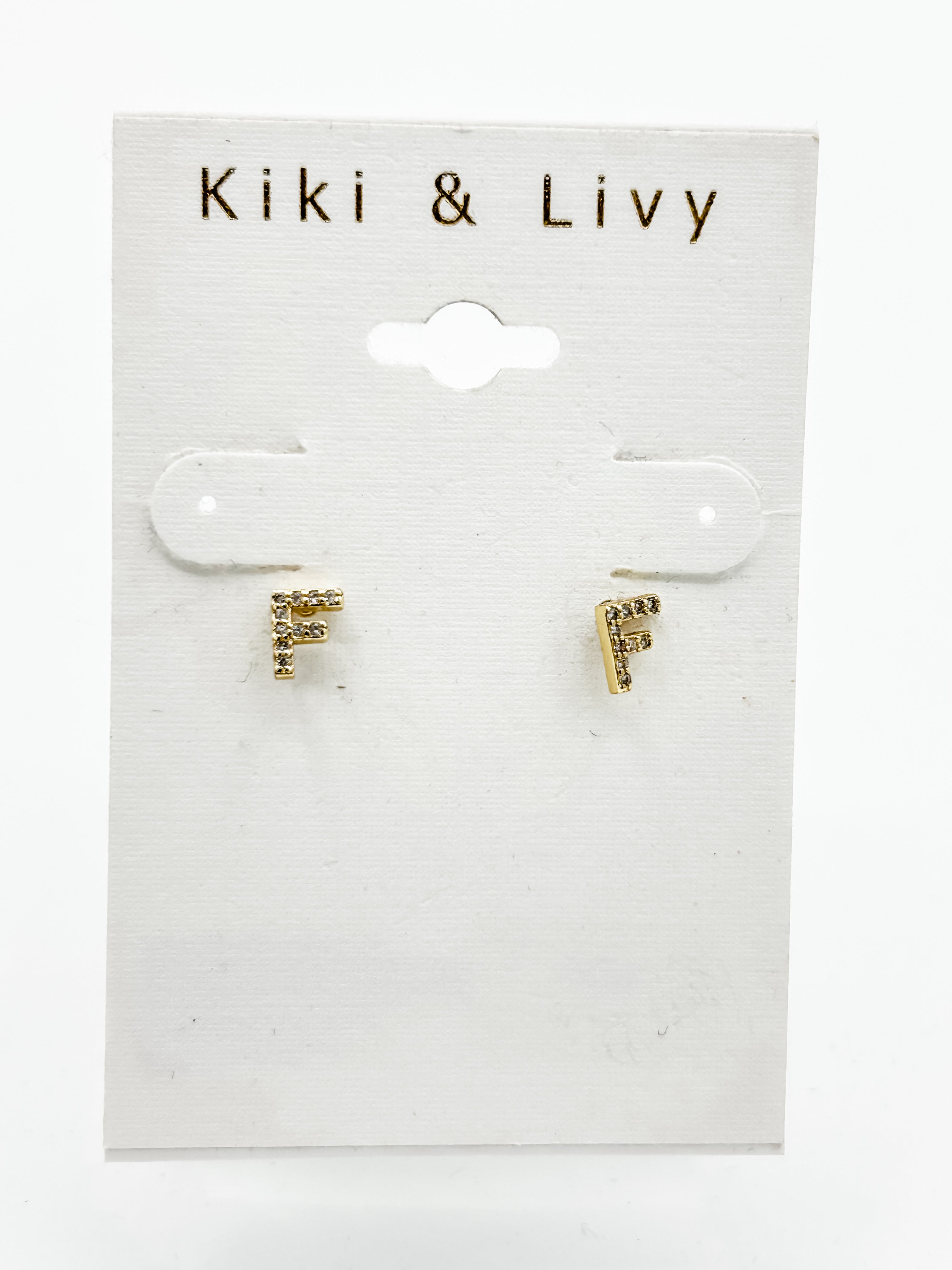 Tiny Rhinestone Initial Studs