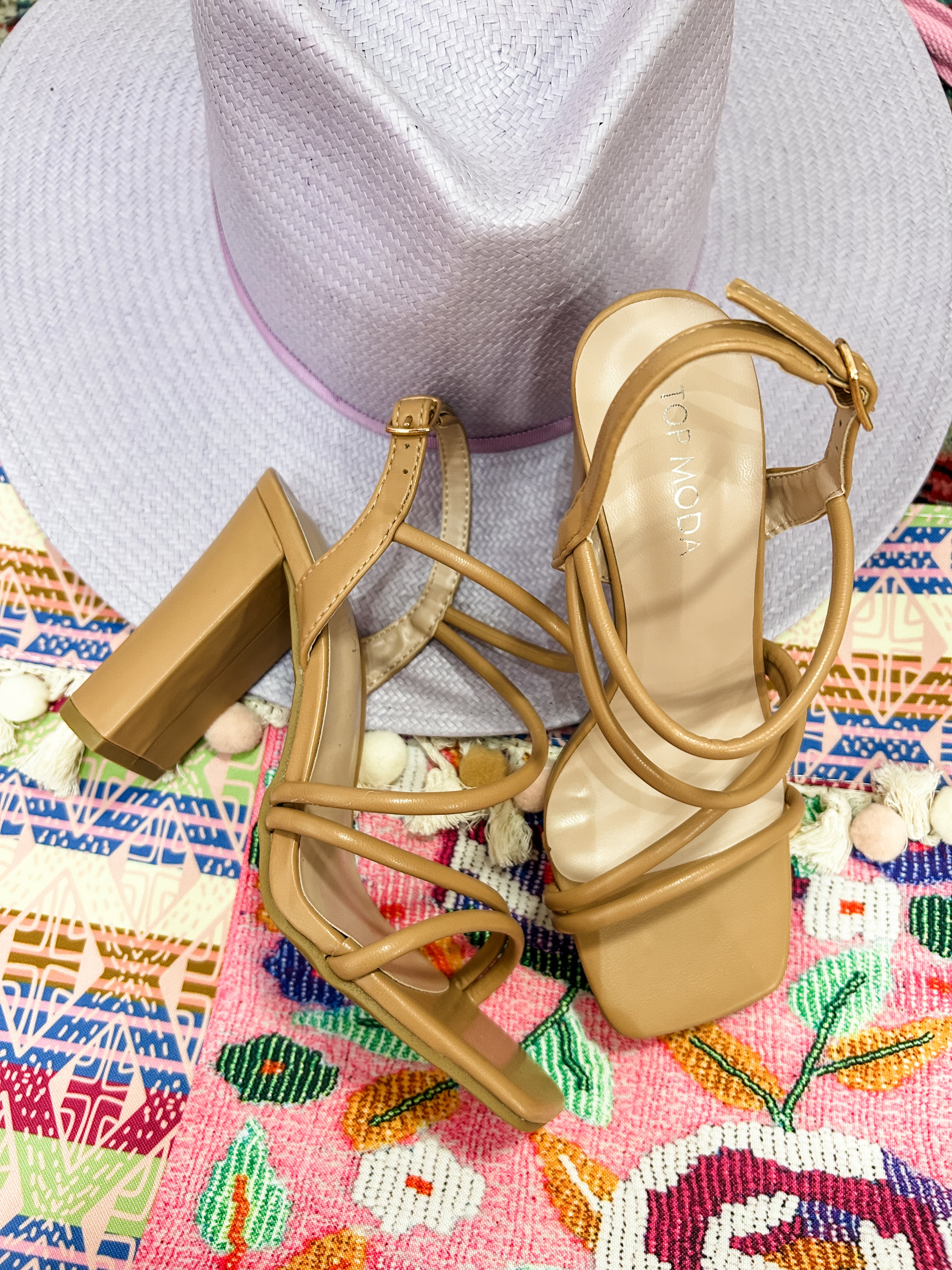 Celeste Camel Strappy Heel