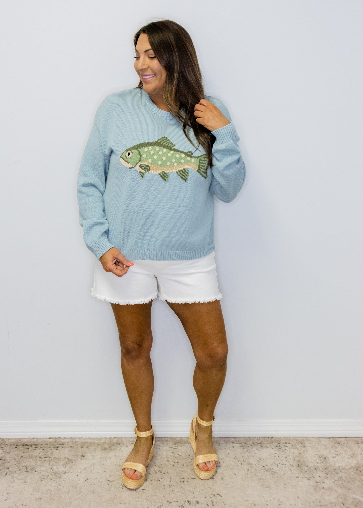 Powder Blue Fish Sweater