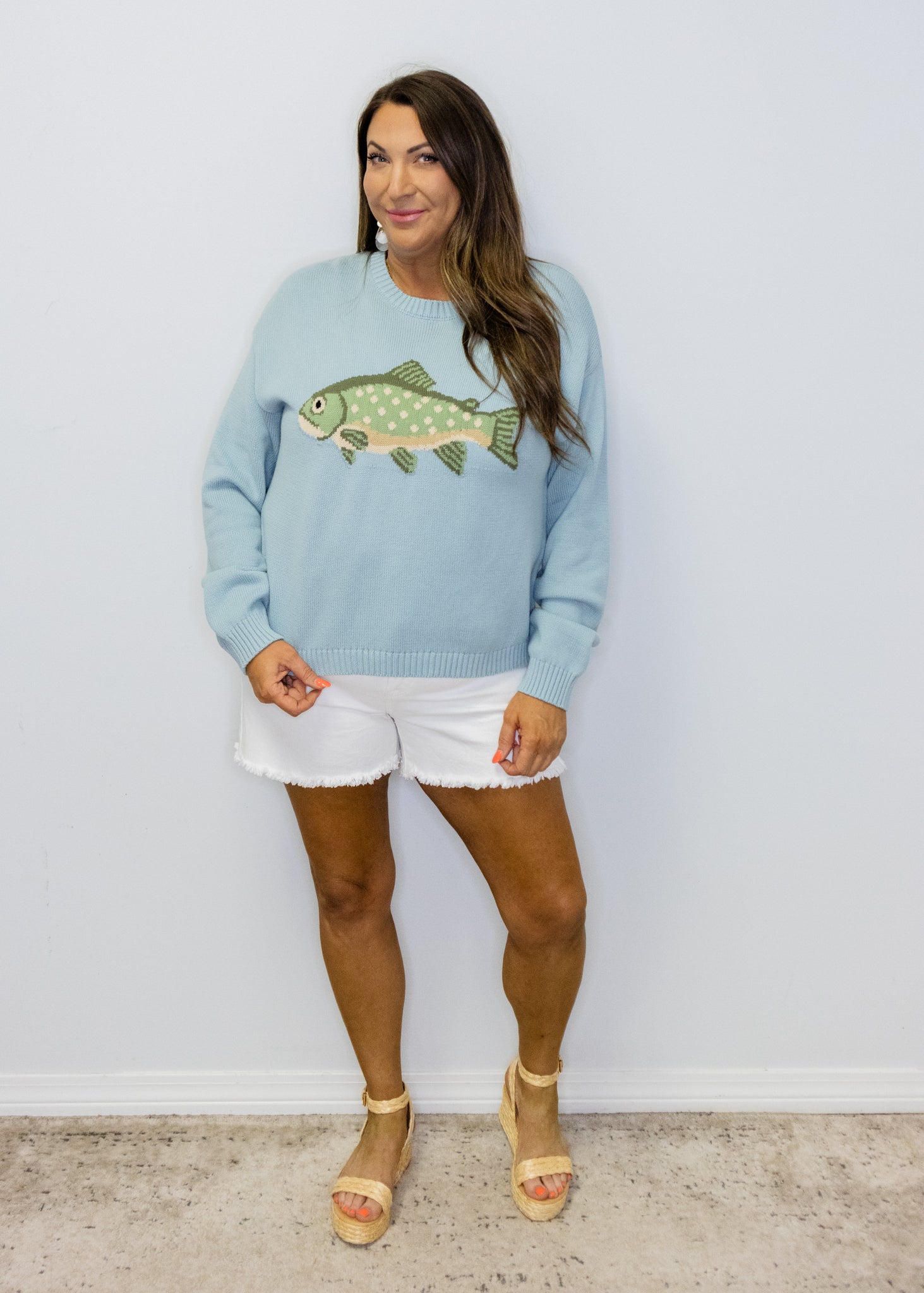 Powder Blue Fish Sweater