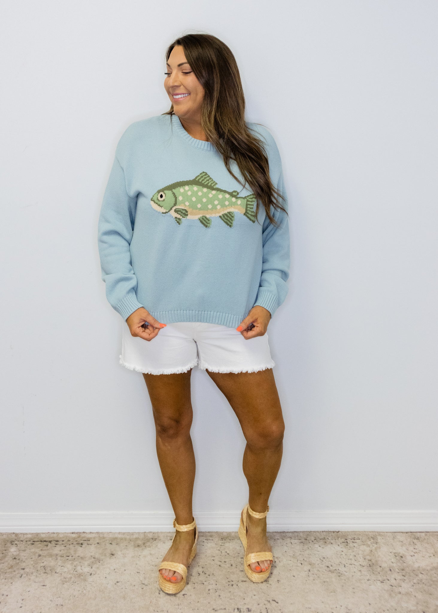 Powder Blue Fish Sweater