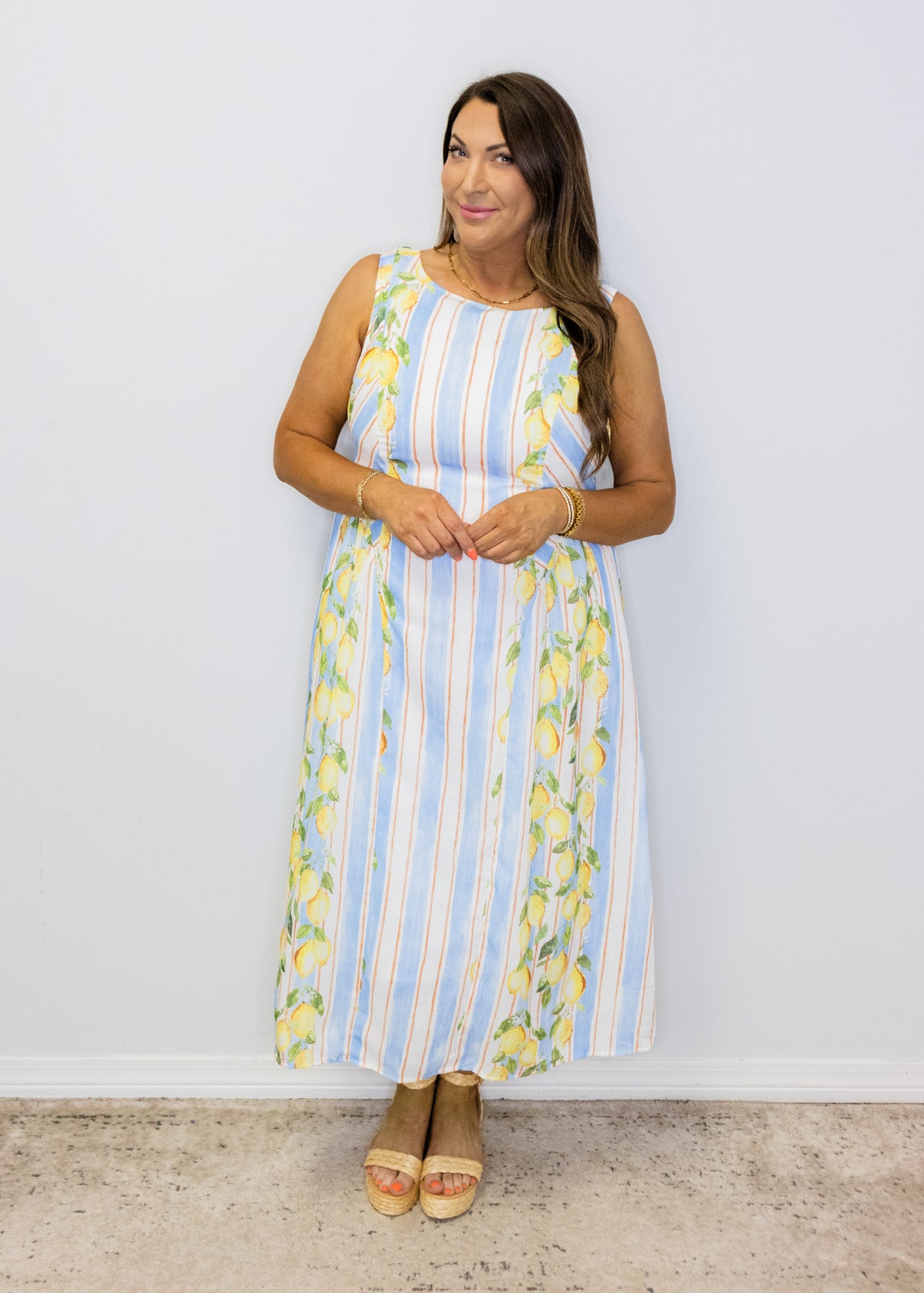 maxi dress with lemon print Kenny Flowers The Positano Resort Dress White S
