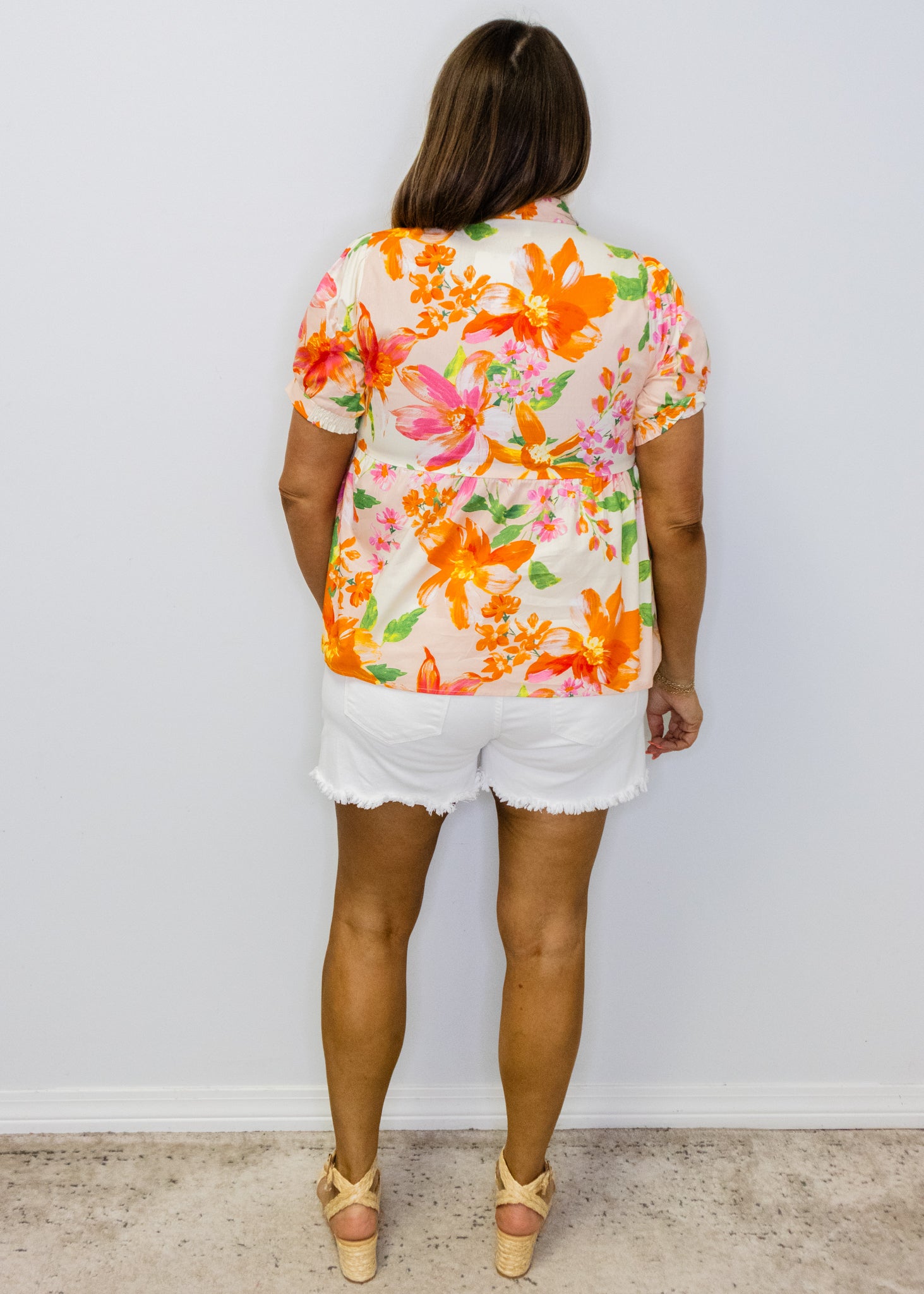 Orange Multi Floral Print Top