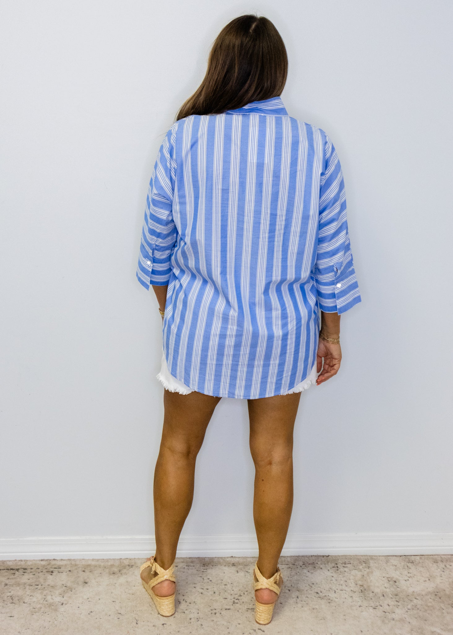 Blue Stripe Cotton Collar Tunic