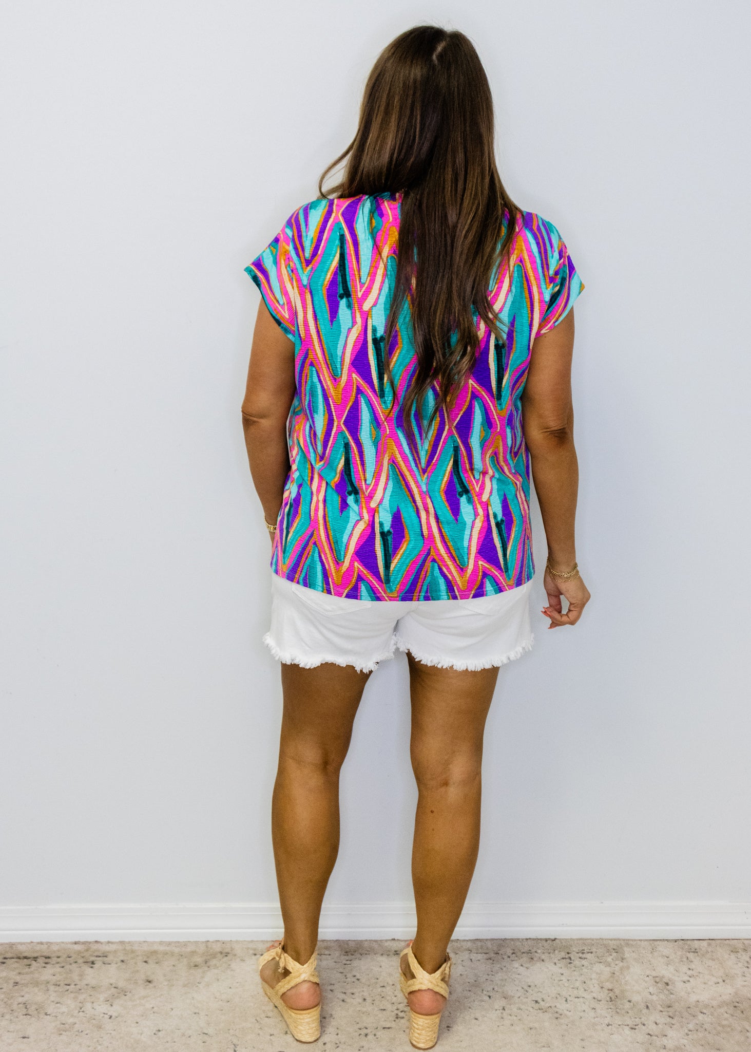 Purple Print Short Sleeve Top