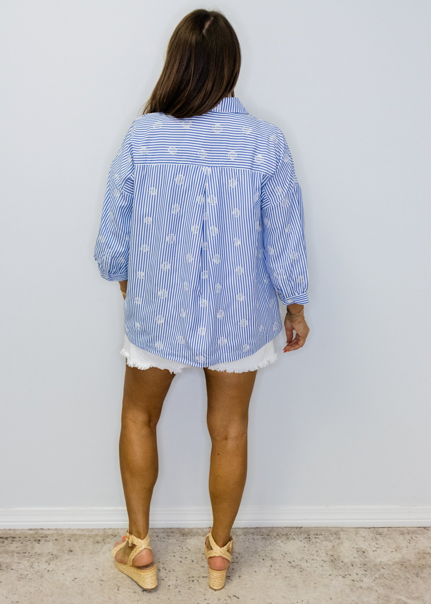 Blue Stripe Front Pocket Top