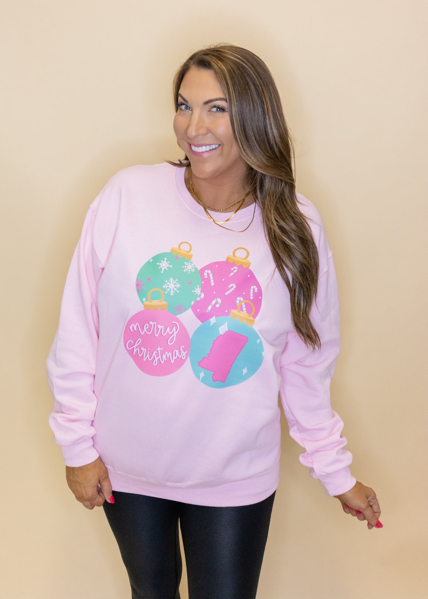 Pastel State Ornaments on Pink Sweatshirt