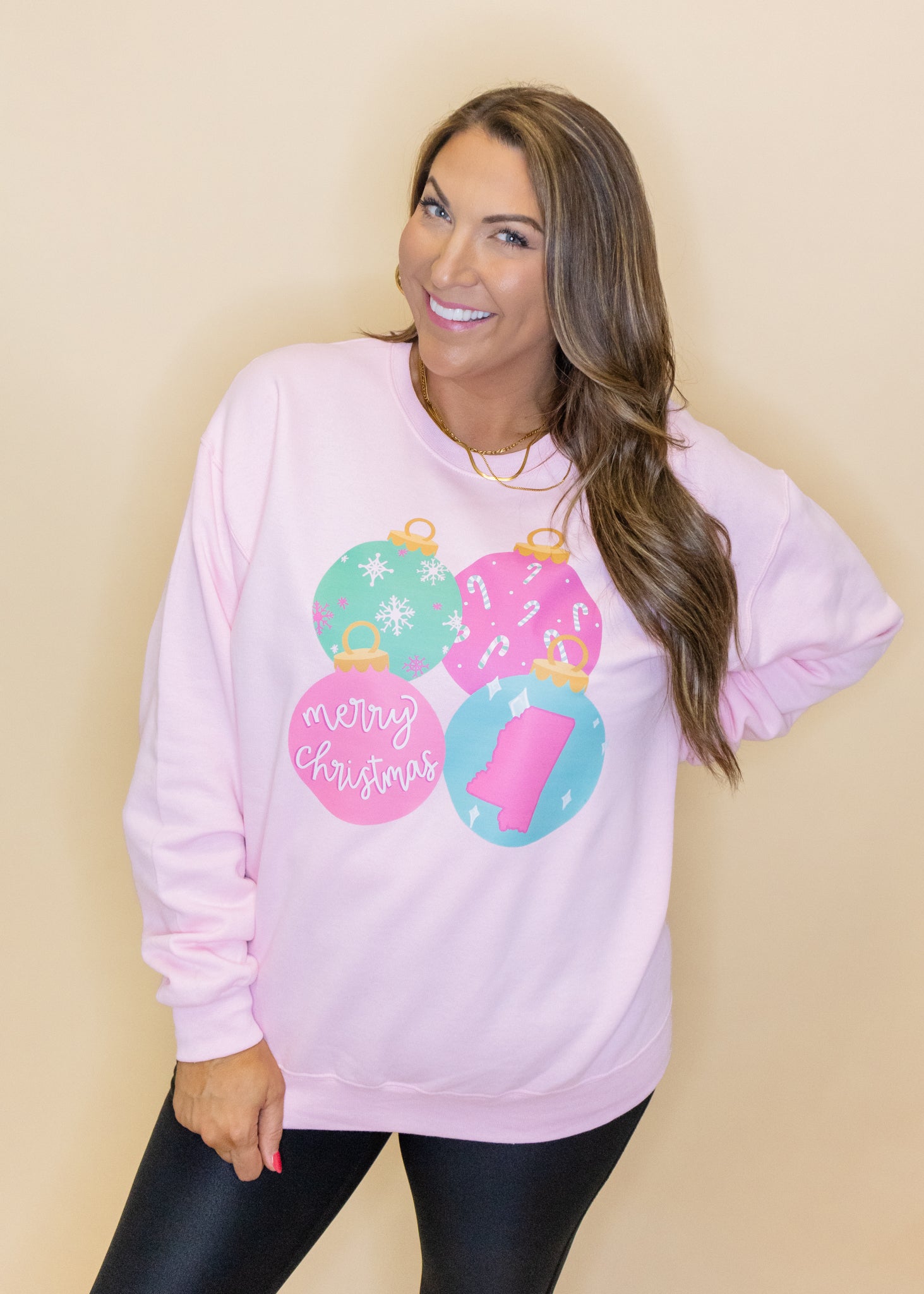 Pastel State Ornaments on Pink Sweatshirt