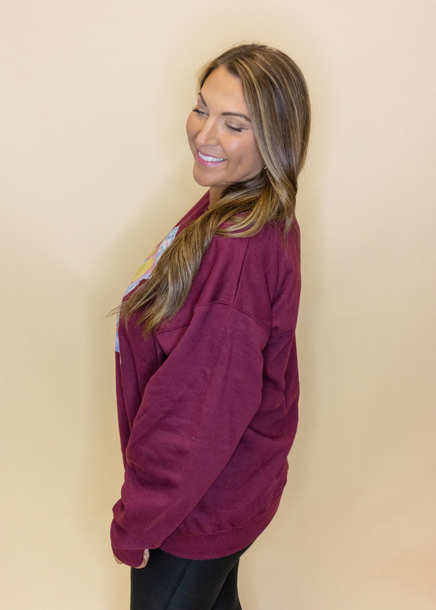 Fun Bulldog on Maroon Sweatshirt