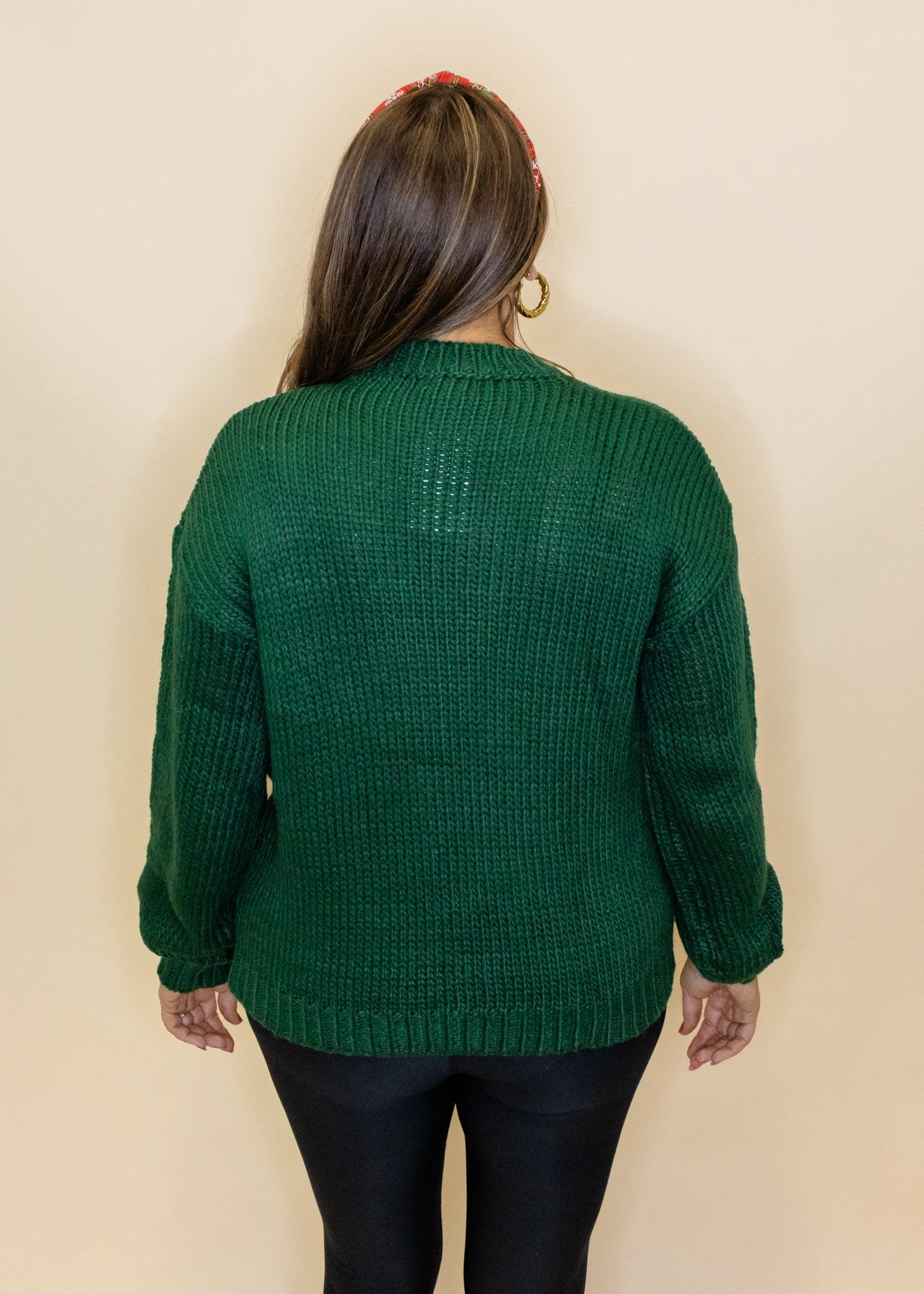 Green Plaid Bow Sweater