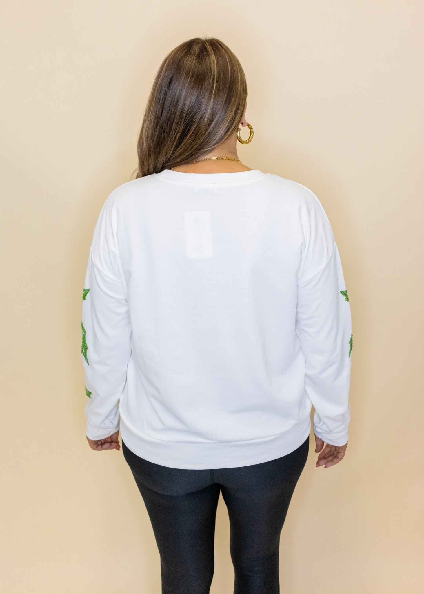 White Sequin Mistletoe Sweatshirt