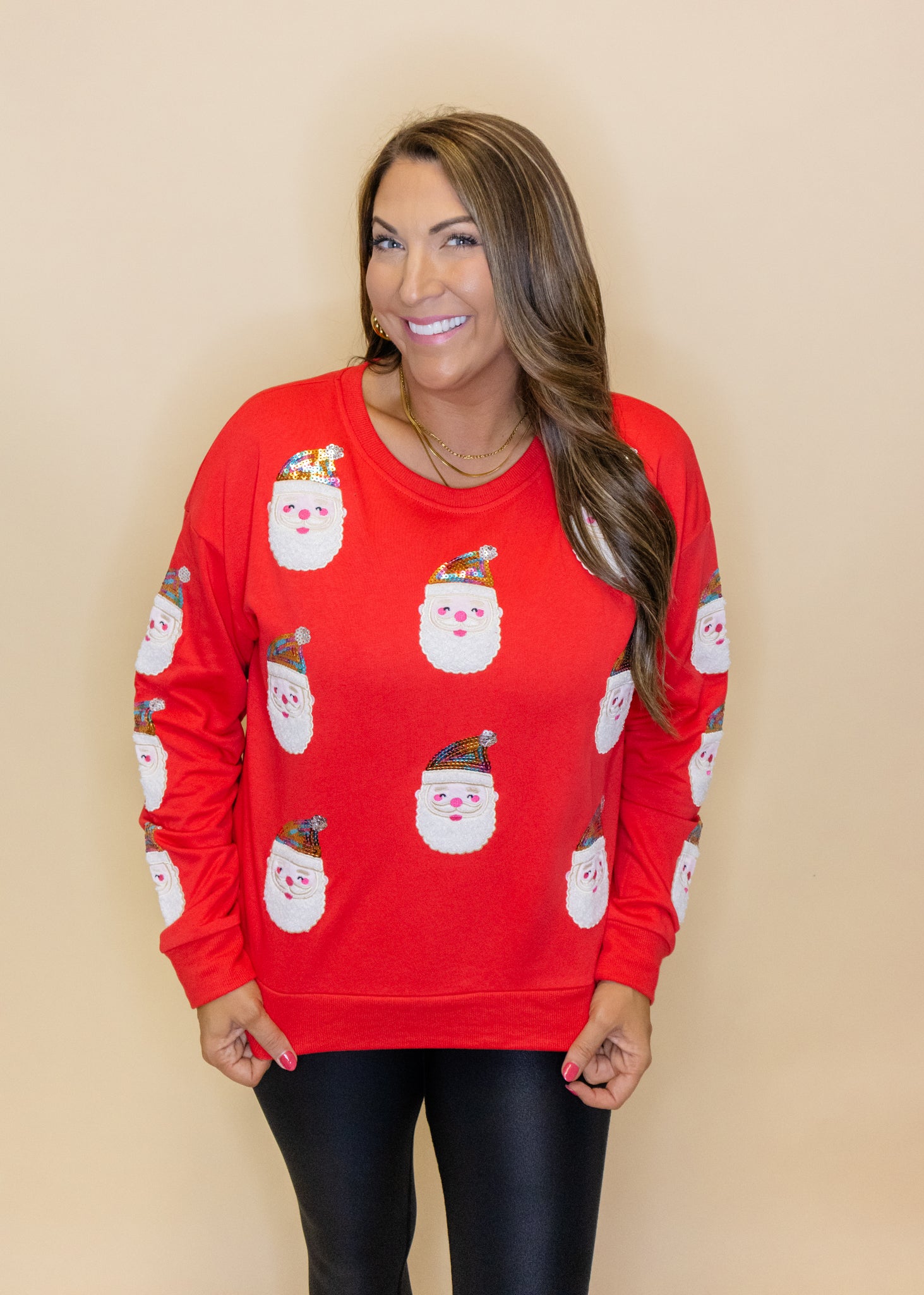 Red Sequin Santa Claus Sweatshirt