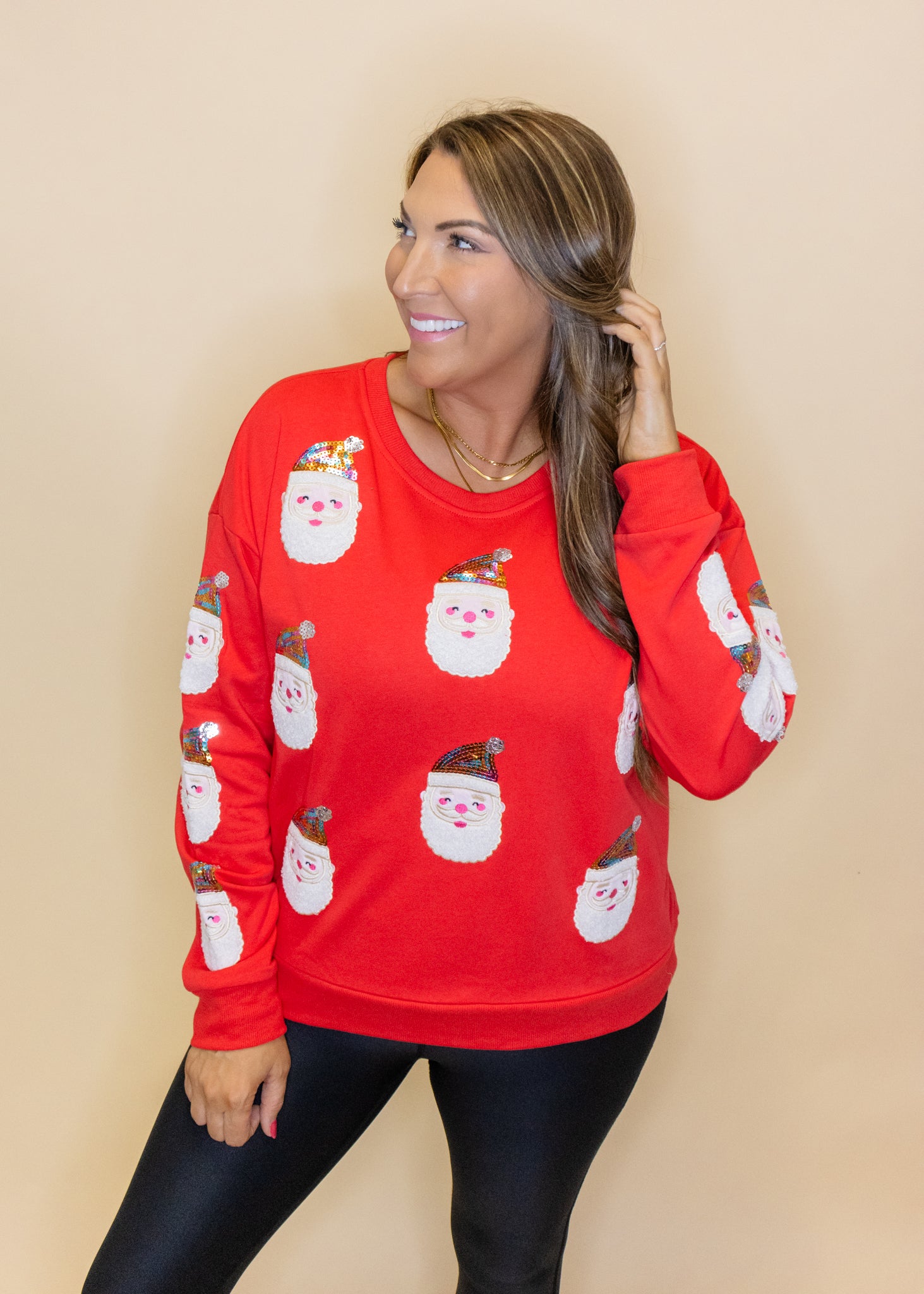 Red Sequin Santa Claus Sweatshirt