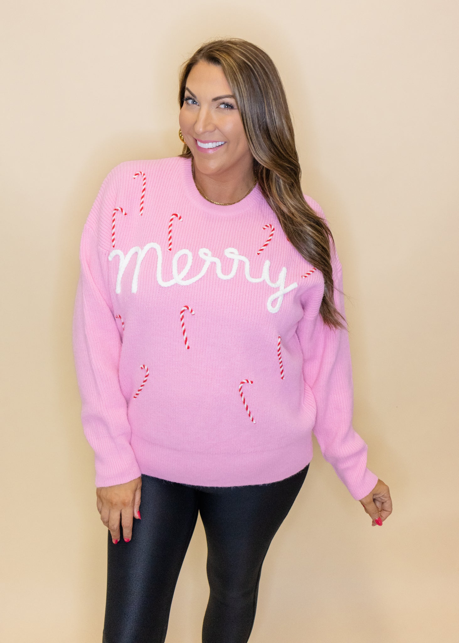 Pink Merry Candy Cane Sweater