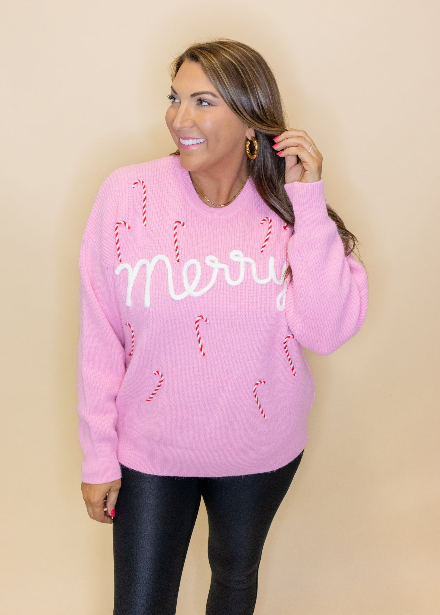 Pink Merry Candy Cane Sweater