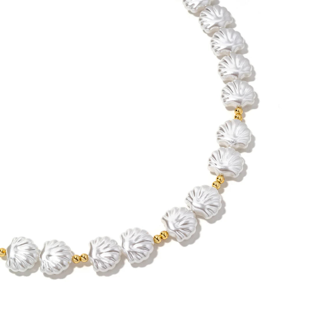 Gold Pearl Atlantic Seashell Necklace