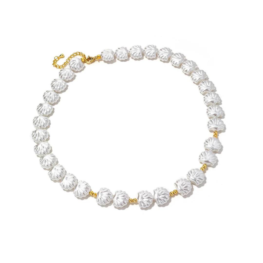 Gold Pearl Atlantic Seashell Necklace
