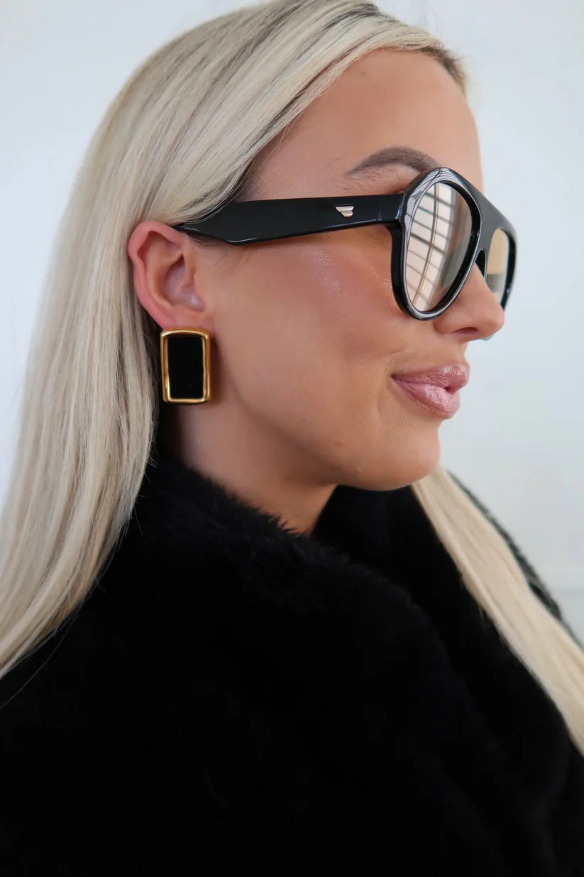 The Brooke Black & Gold Earrings