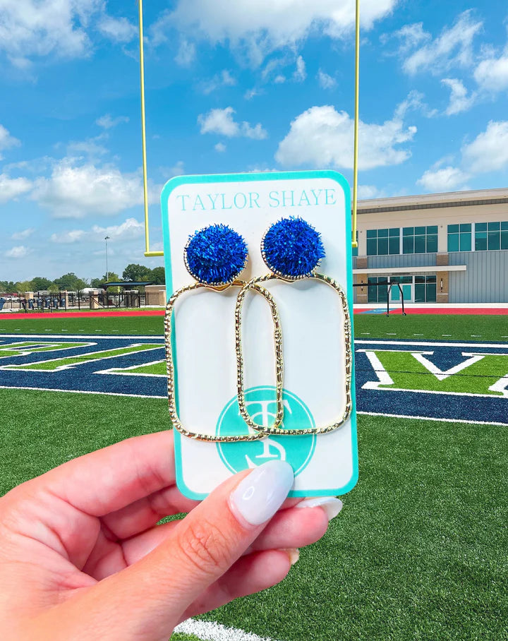 Blue Field Goal Hoop Earrings