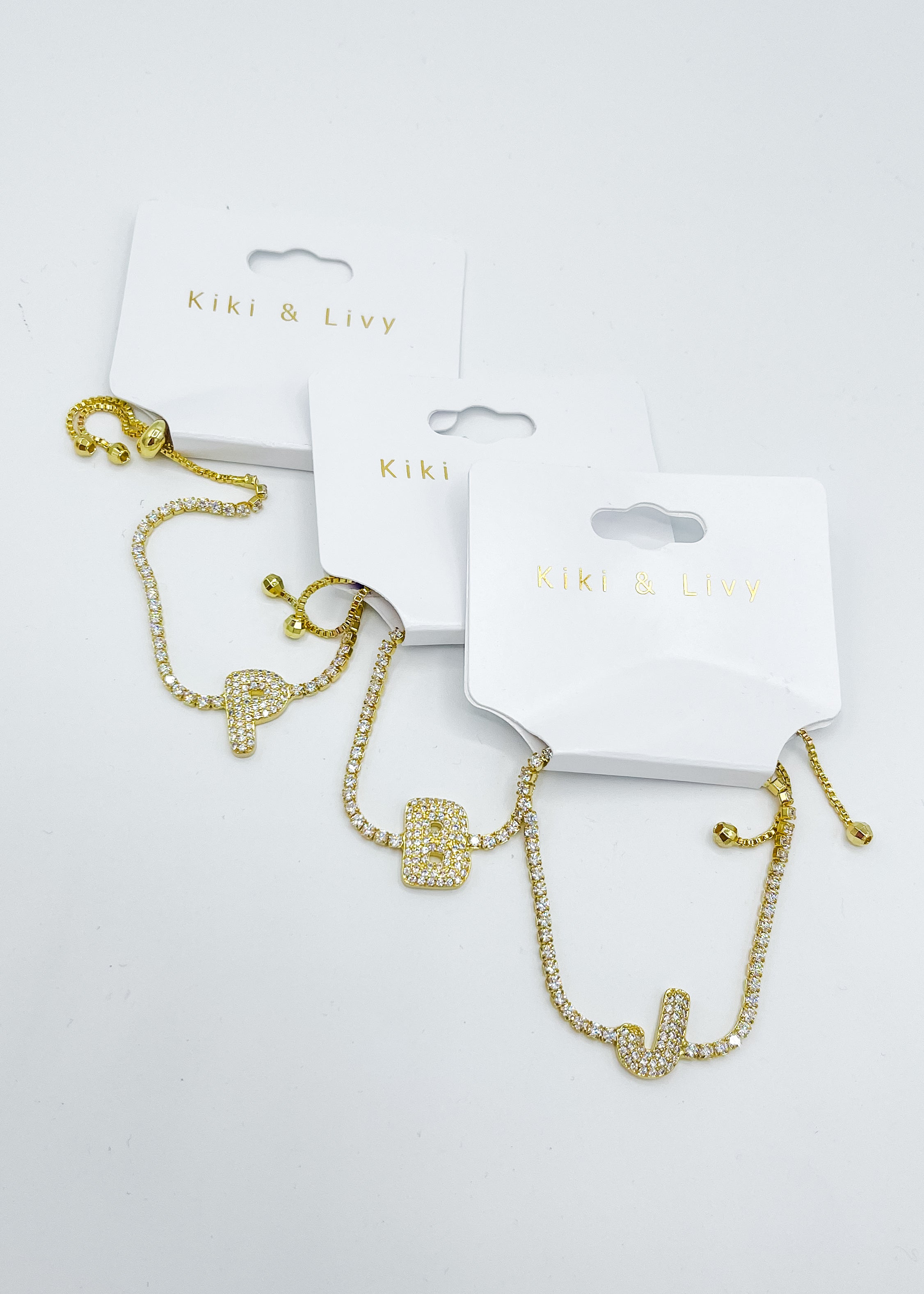 Adjustable Rhinestone Letter Bracelet