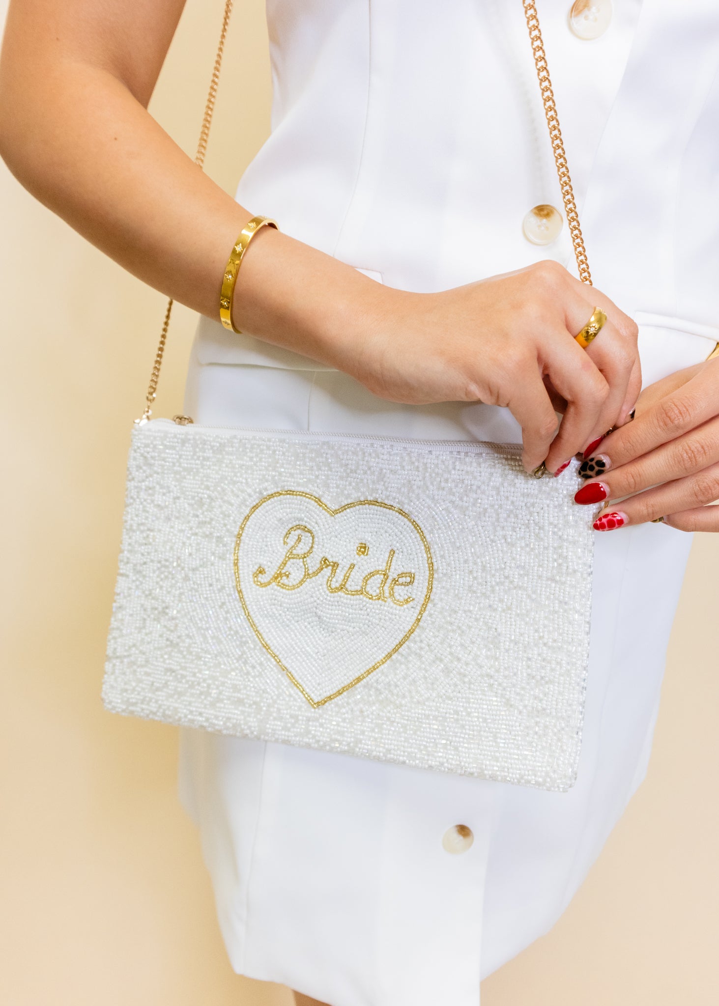 Heart BRIDE Beaded Bag