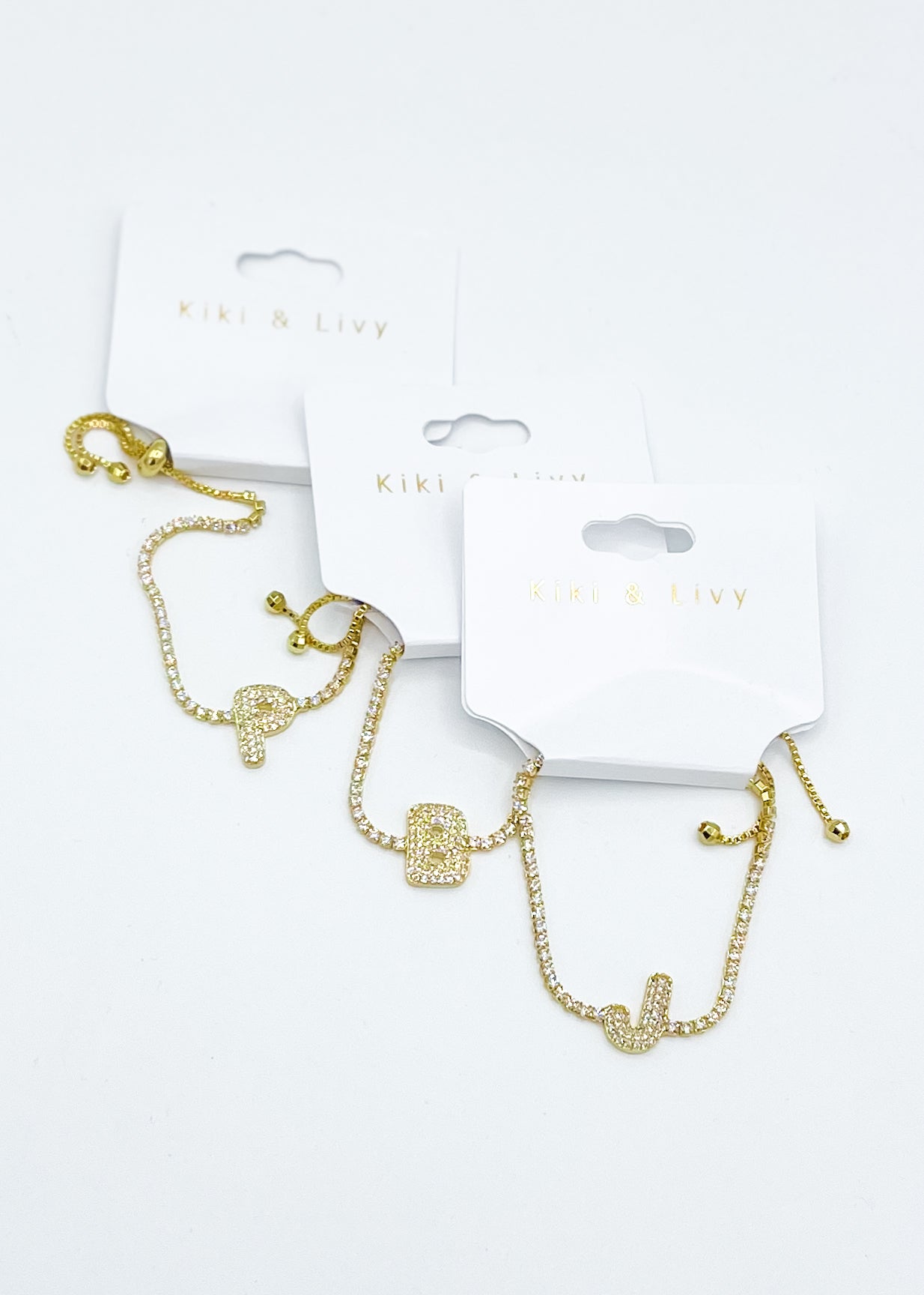 Adjustable Rhinestone Letter Bracelet