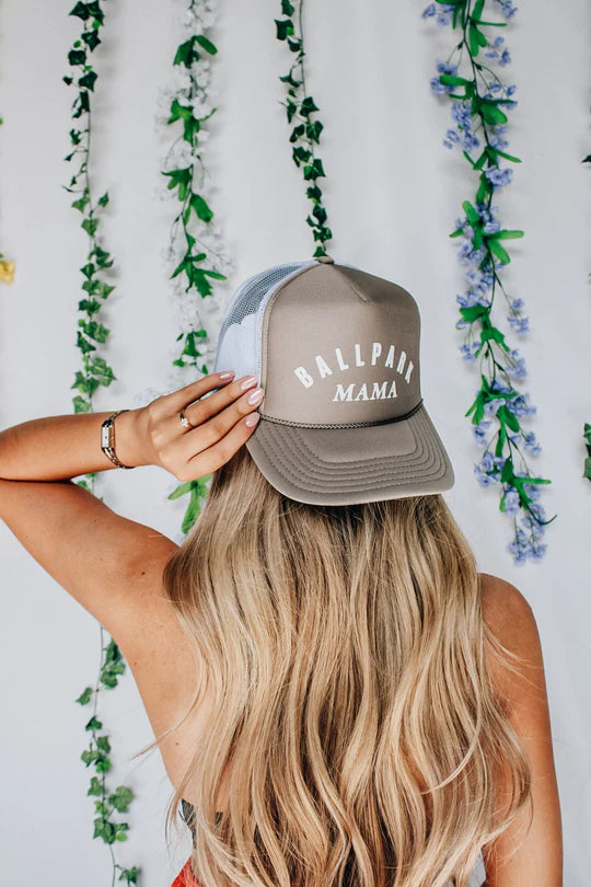 Khaki Ballpark Mama Trucker Hat