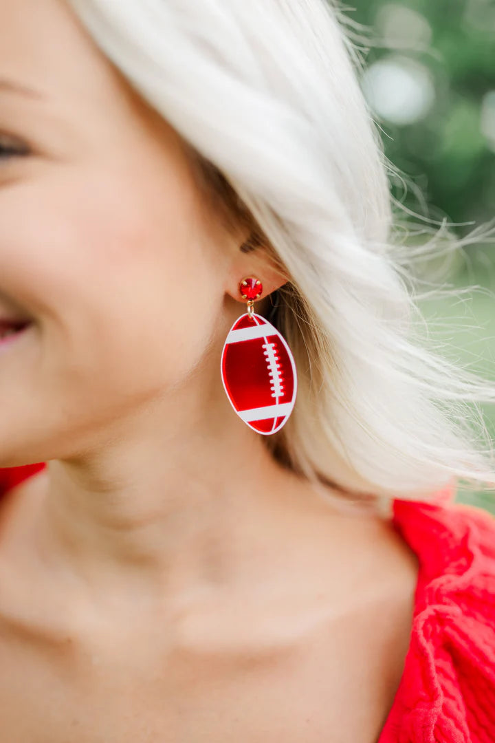 Red Mirrored Football Earrings