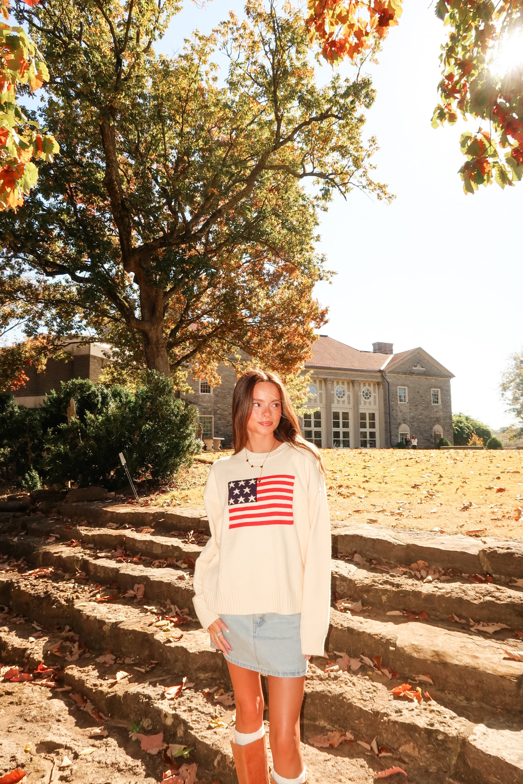 Cream American Flag Sweater