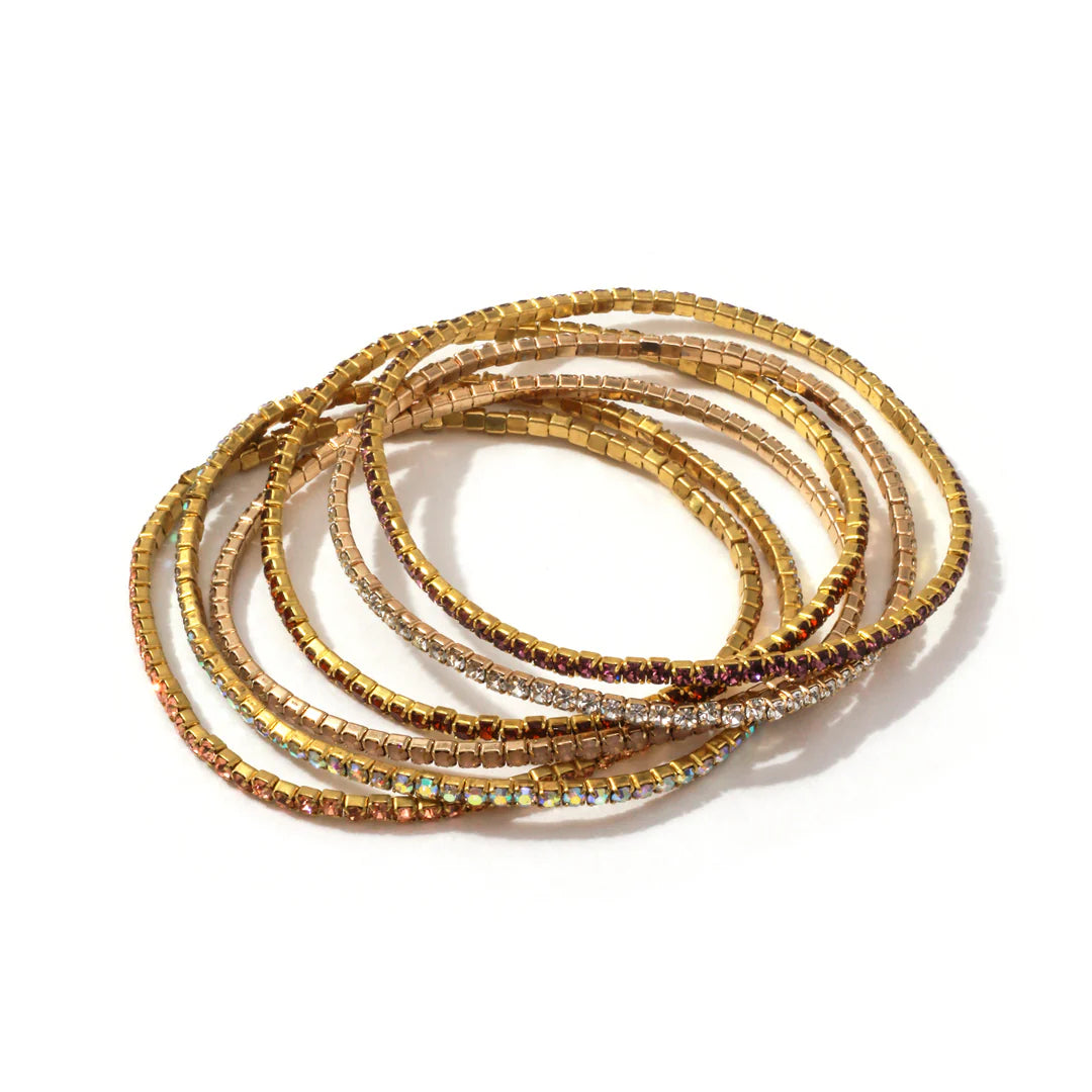 Gold Brown Sugar Confetti Rhinestone Bracelets