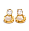 Gold Clear Diamond Stud Earrings