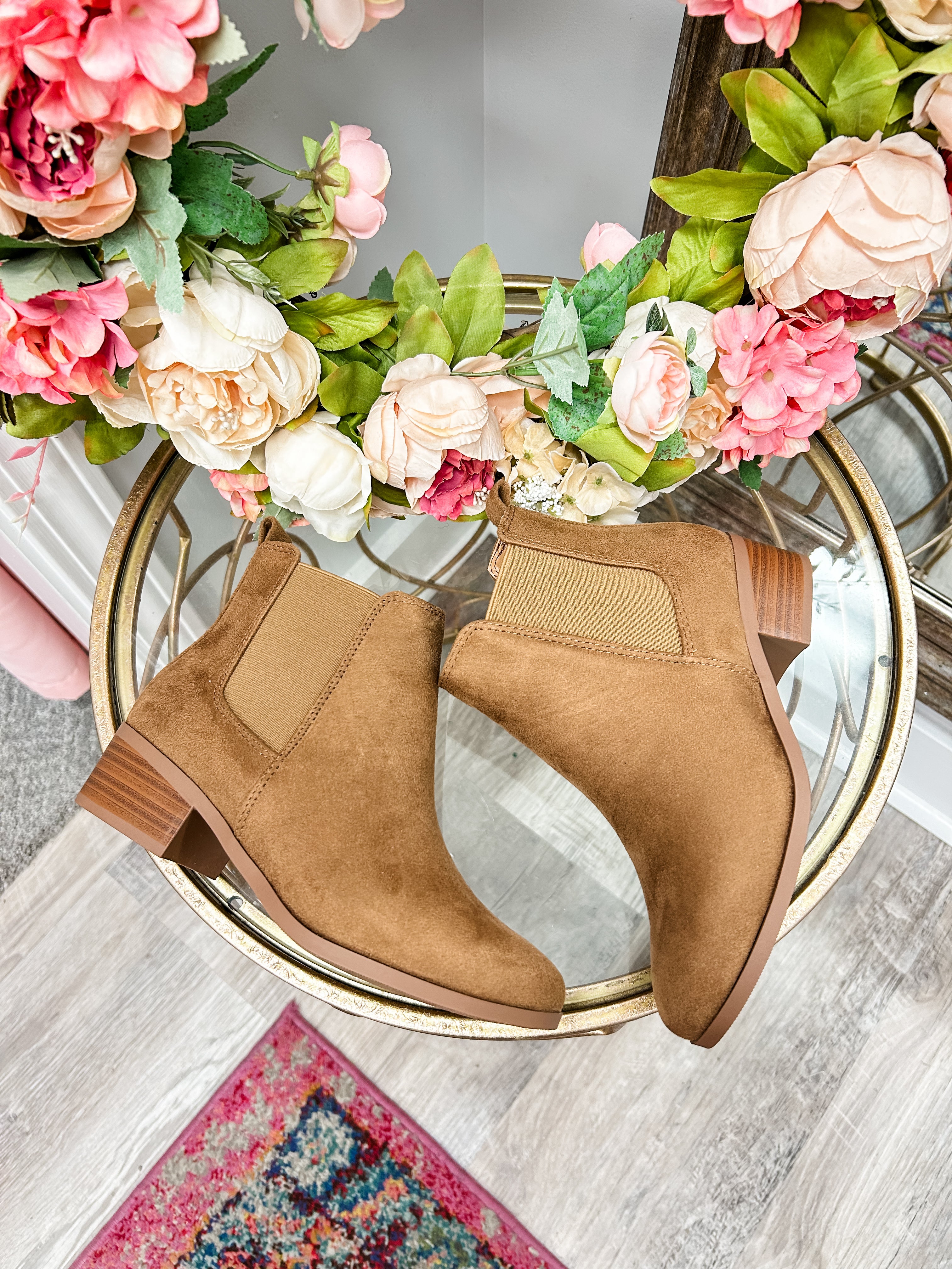 Coffee Suede Ankle Bootie