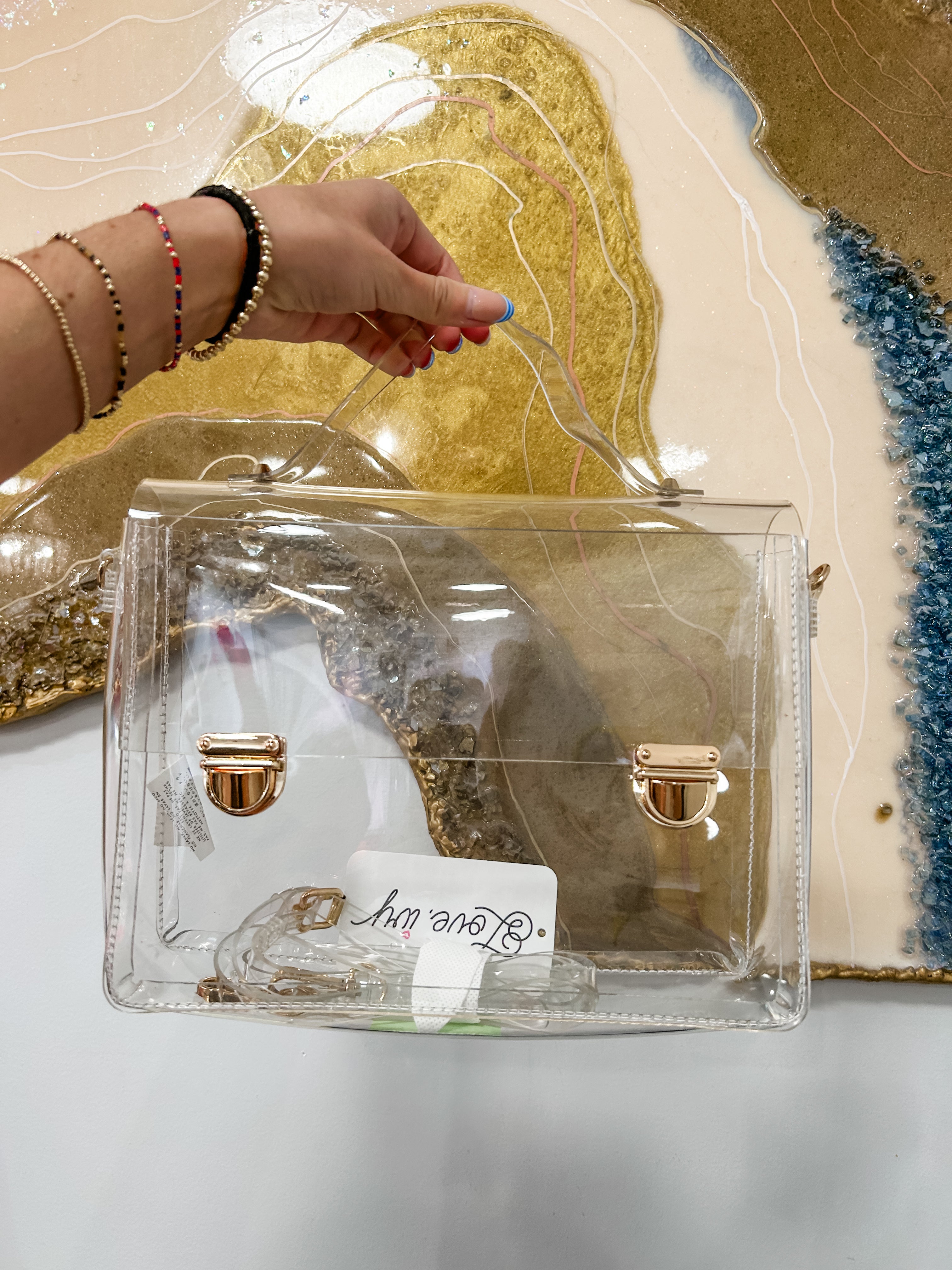 Gameday Clear Crossbody Bag Gold Hardware